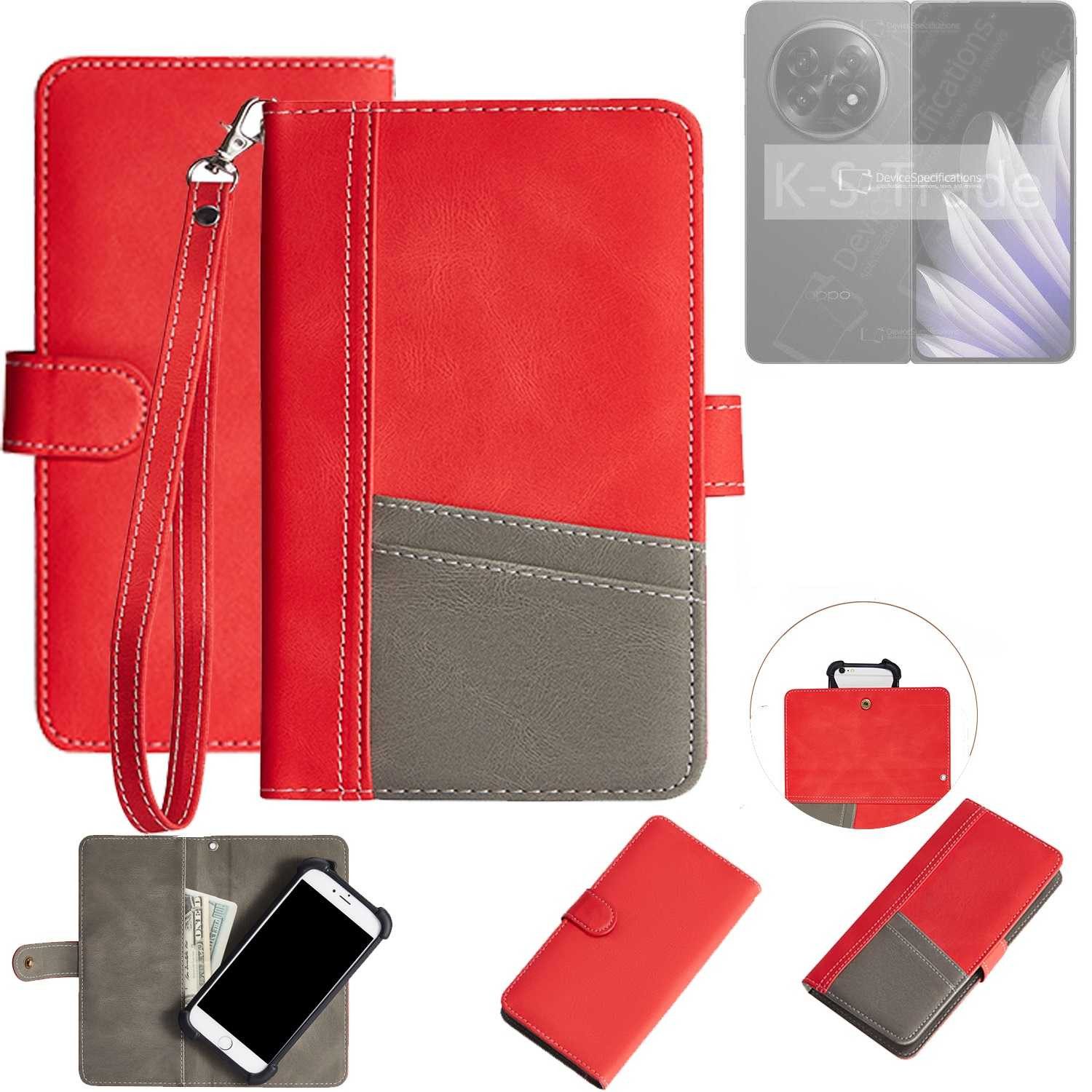 K-S-Trade Handyhülle für Oppo Find N5 CPH2671, Handy Schutzhülle Hülle Portemonnee Brieftasche Klapphülle