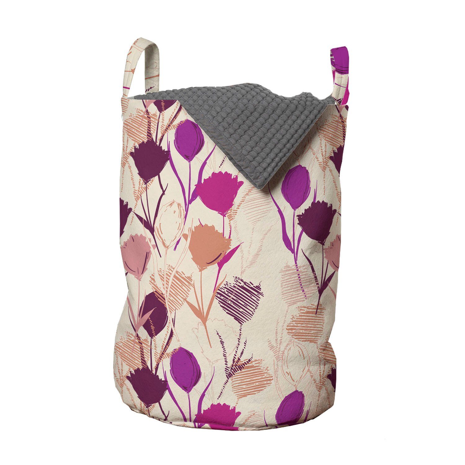 Abakuhaus Wäschesäckchen Wäschekorb mit Griffen Kordelzugverschluss für Waschsalons, Blumen Nelken und Tulpen