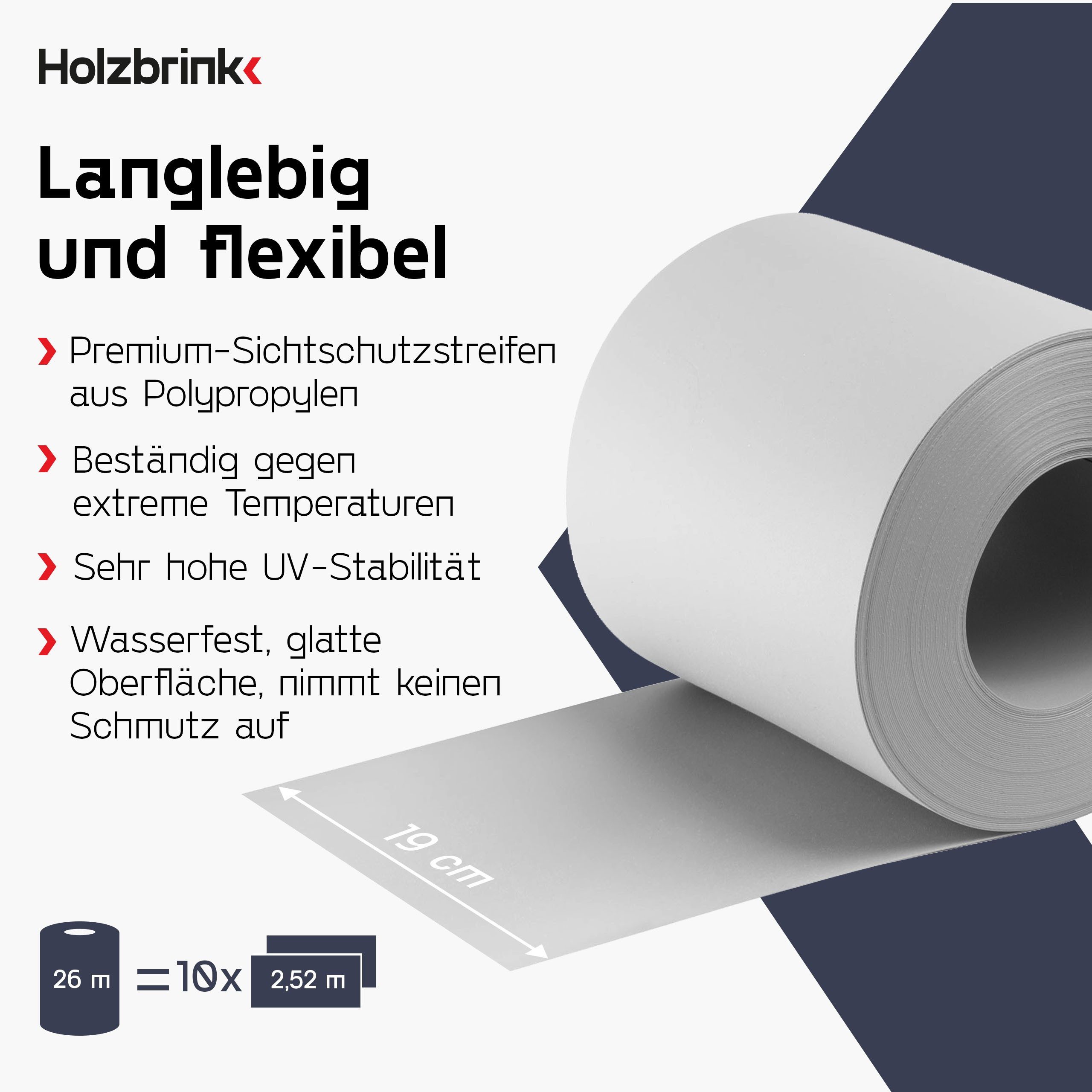 HOLZBRINK Sichtschutzstreifen aus PP für Doppelstabmattenzaun19 günstig online kaufen