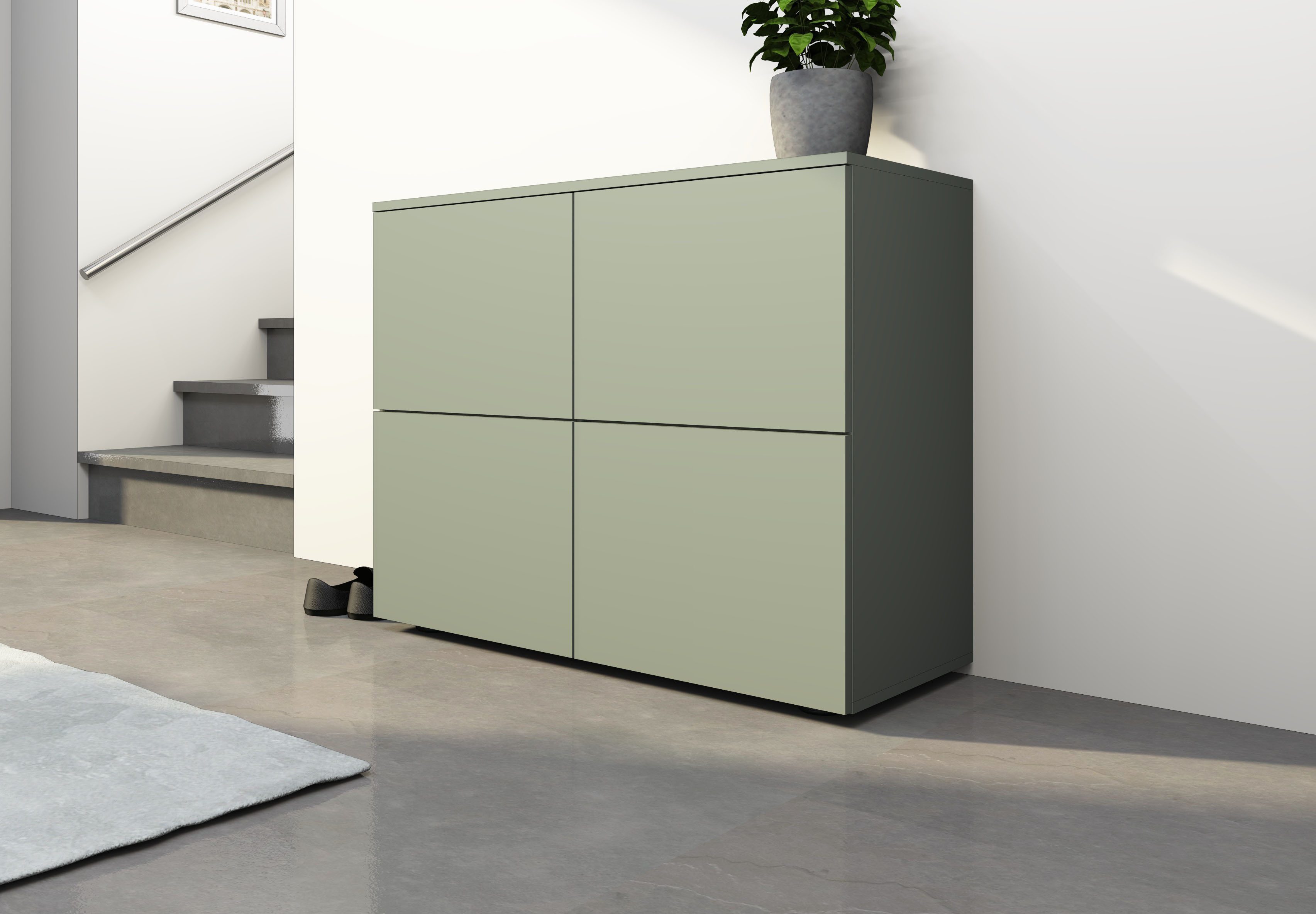 borchardt Möbel Kommode Rova, Sideboard mit 4 Türen, Breite 93 cm, 4-türig, Kommode mit viel Stauraum, salbeifarben