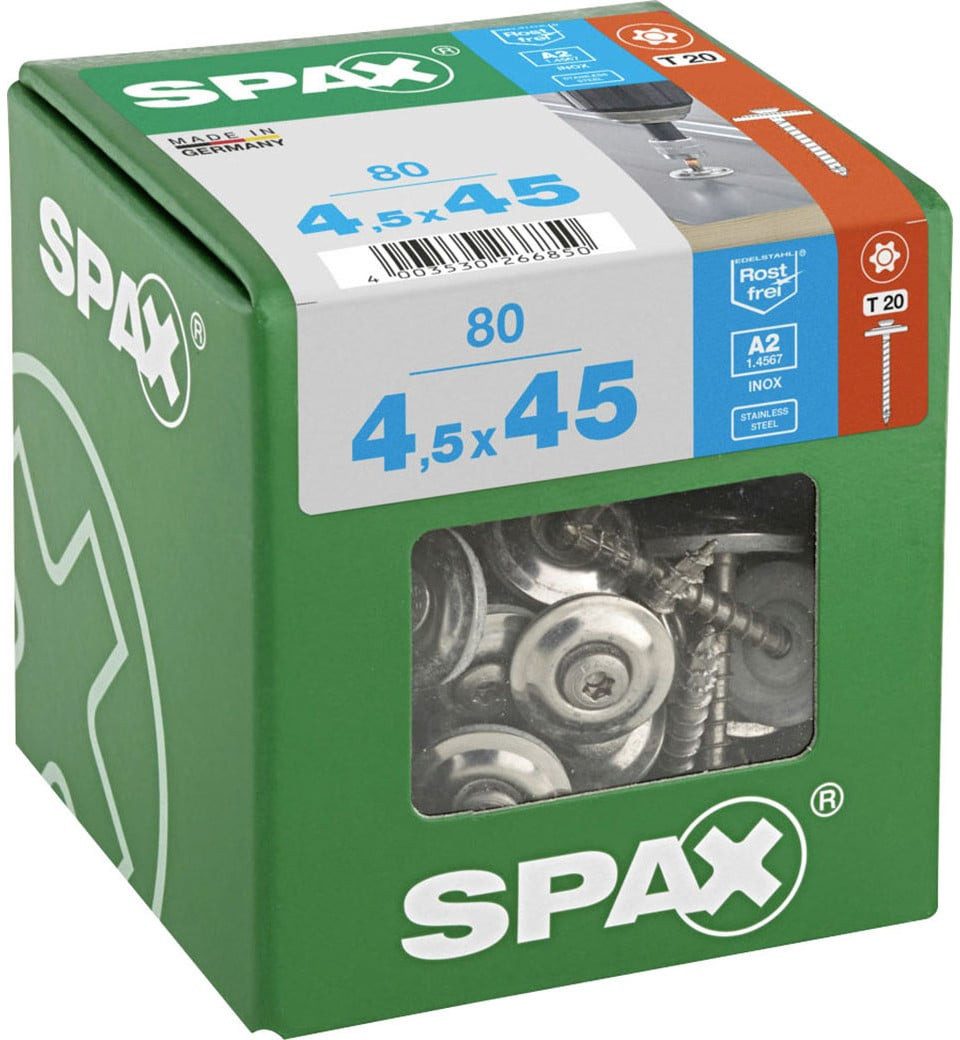 SPAX Spenglerschraube Spax Spenglerschrauben 4,5 x 45 mm T20 Vollgewinde
