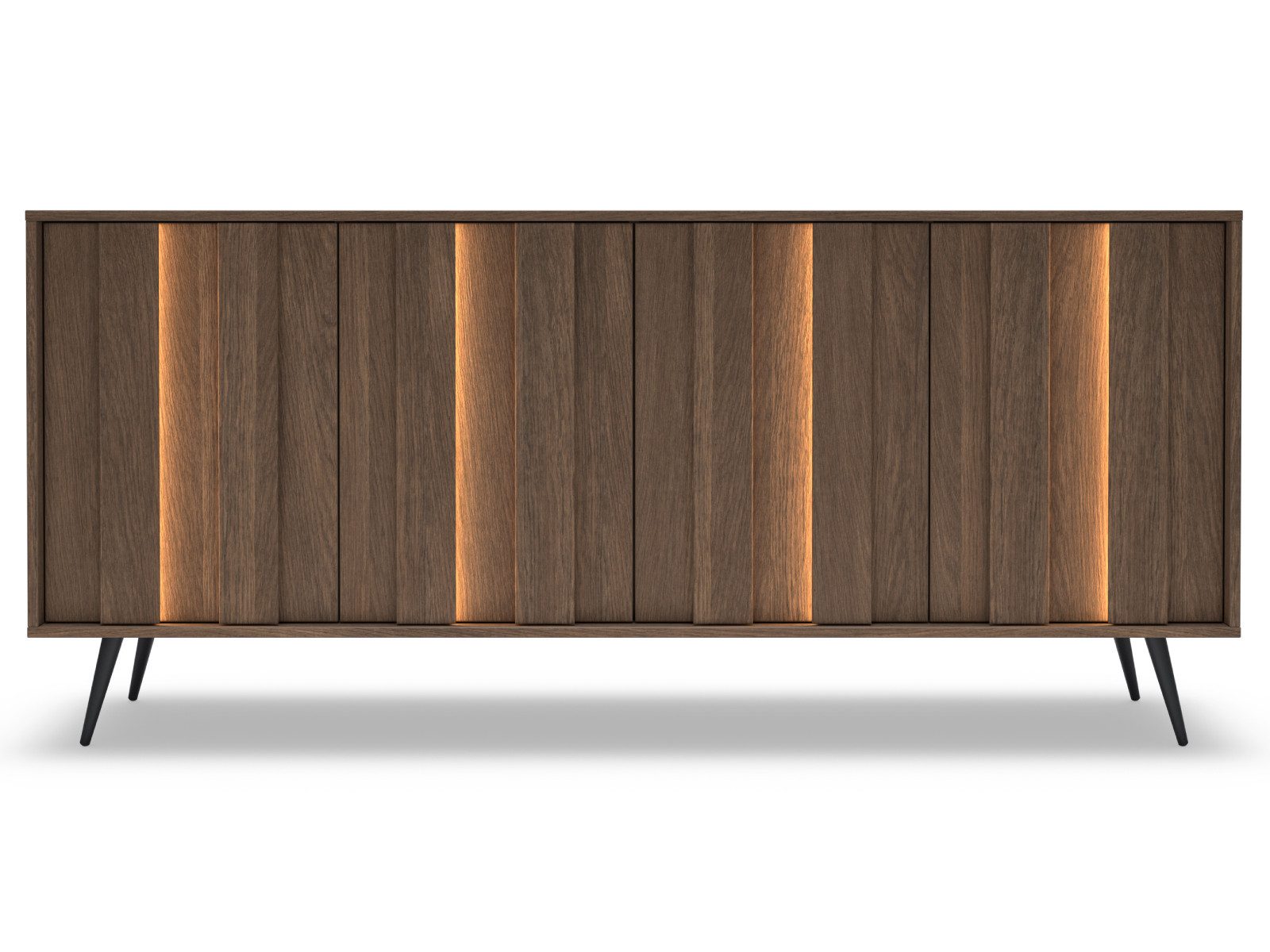 yourhouse24 Sideboard AMARO 183cm (4 Türen) – Eiche Dunin mit Lamellen & inkl. LED