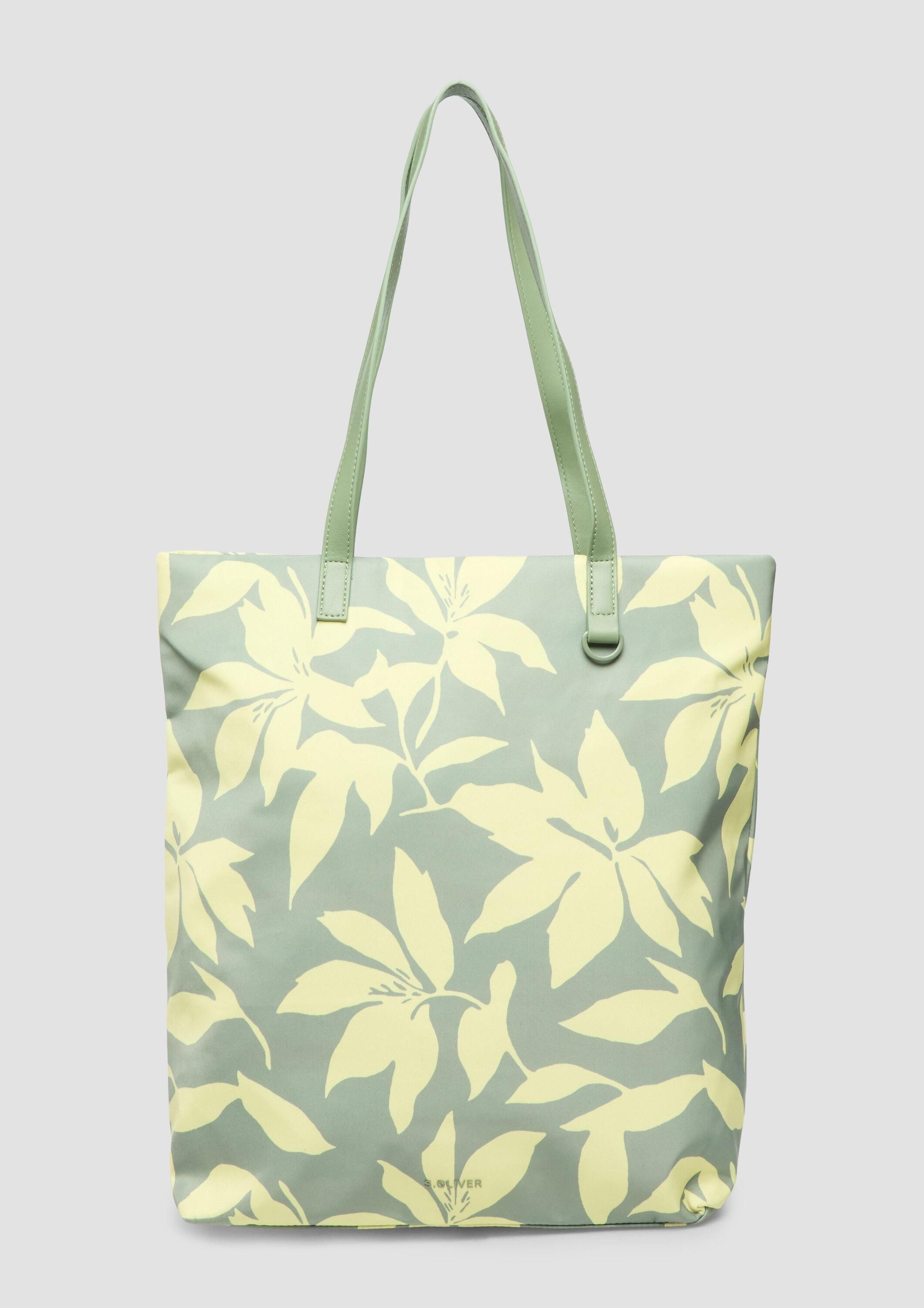 s.Oliver Shopper Tasche, Floral gemusterte Tote-Bag aus Nylon