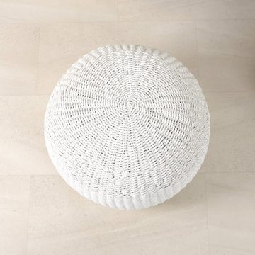 wohnfreuden Hocker Sitz-Pouf Bruno 60 cm aus Kunstfaser weiß, 29458