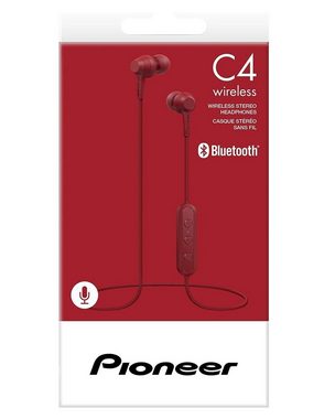 Pioneer C4 In-Ear Bluetooth BT Kopfhörer Rot Headset (Anruffunktion, Bluetooth, Mikrofon, Sprachsteuerung, Bluetooth 4.2, Wireless Headset, Sprachstuerung, Bluetooth 4.2, Leicht, Anruf-Funktionen, Integriertes Mikrofon, Inline-Fernbedienung)