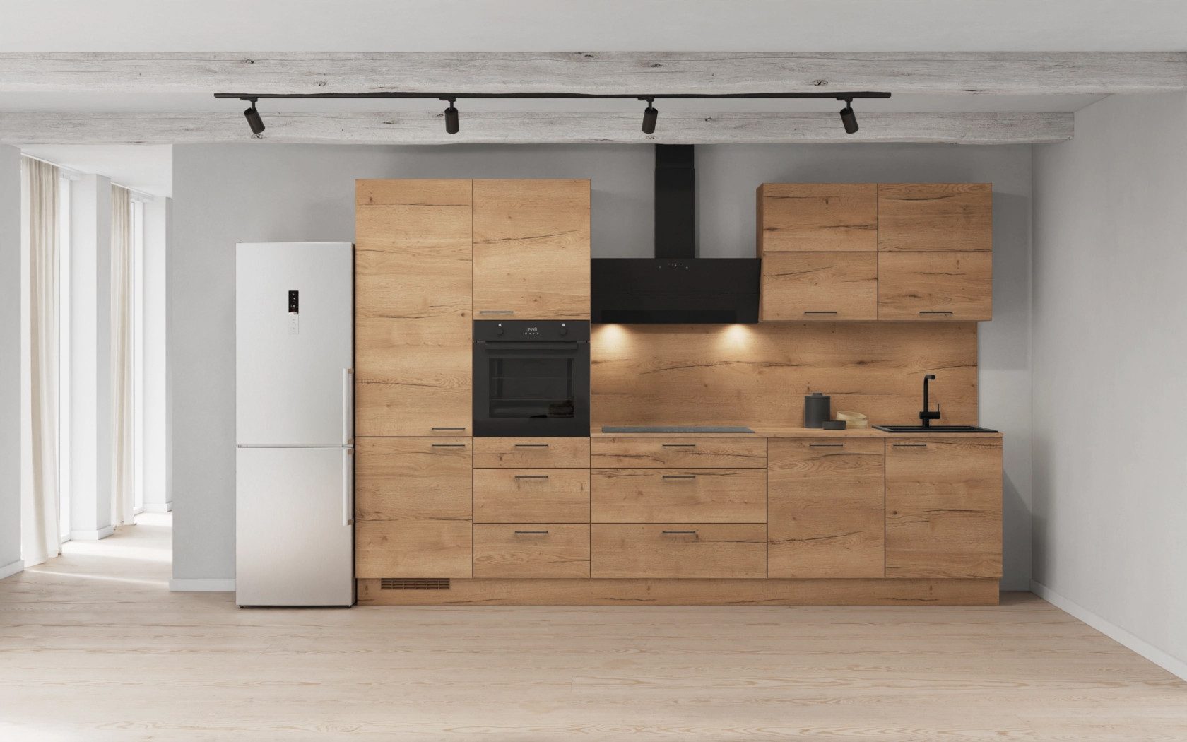 nobilia® Küchenzeile Birgit, individuell anpassbar, gratis Küchenplanung mit Profis, (Breite 330 cm), vormontiert, wahlw. mit E-Geräten, inkl. Lieferung