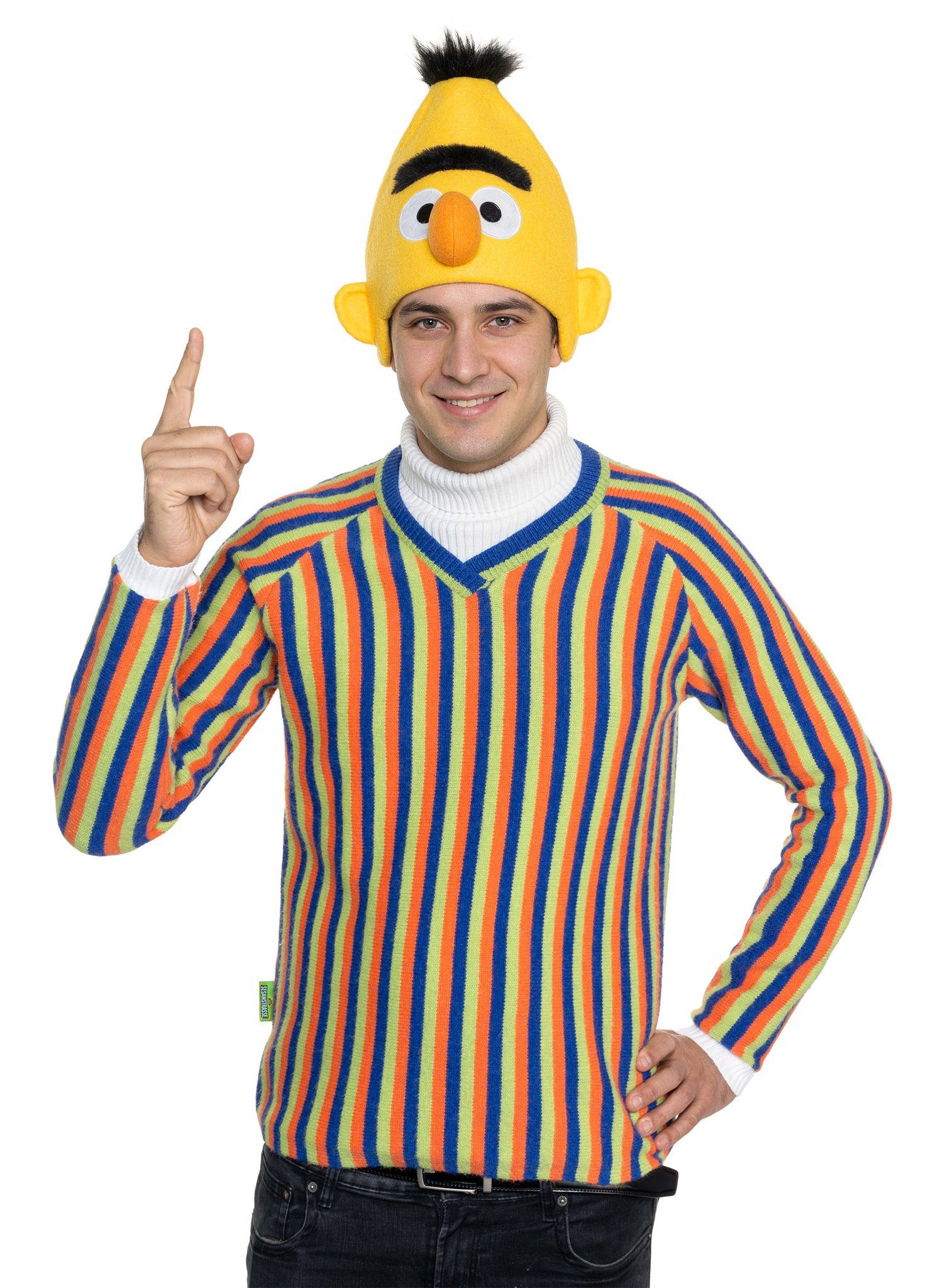 Maskworld Kostüm Sesamstraße – Bert Pullover, Offiziell lizenzierter und authentischer Ringelpulli von Bert aus der