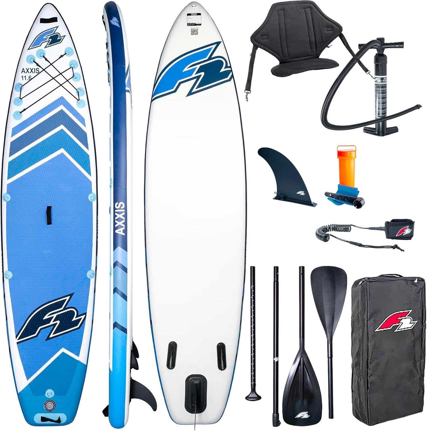 F2 SUP-Board F2 Axxis Combo 12.2 SUP Set Blue inkl. Kajaksitz & DualTech Padde