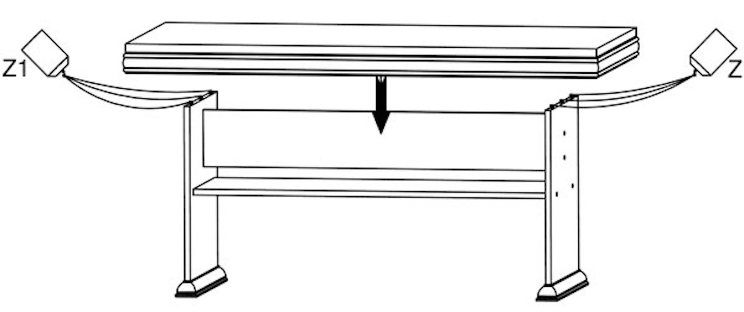 Feldmann-Wohnen Couchtisch Kora, 125x65cm mit Ablage andersen pinie rustikal