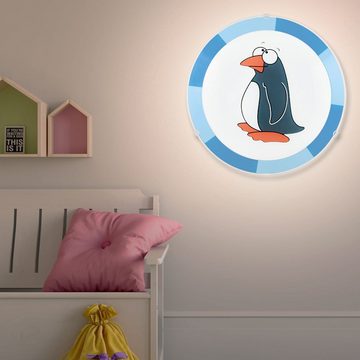 etc-shop Dekolicht, Leuchtmittel inklusive, Warmweiß, Farbwechsel, Kinderzimmer Deckenleuchte Pinguin Deckenlampe Kinder blau