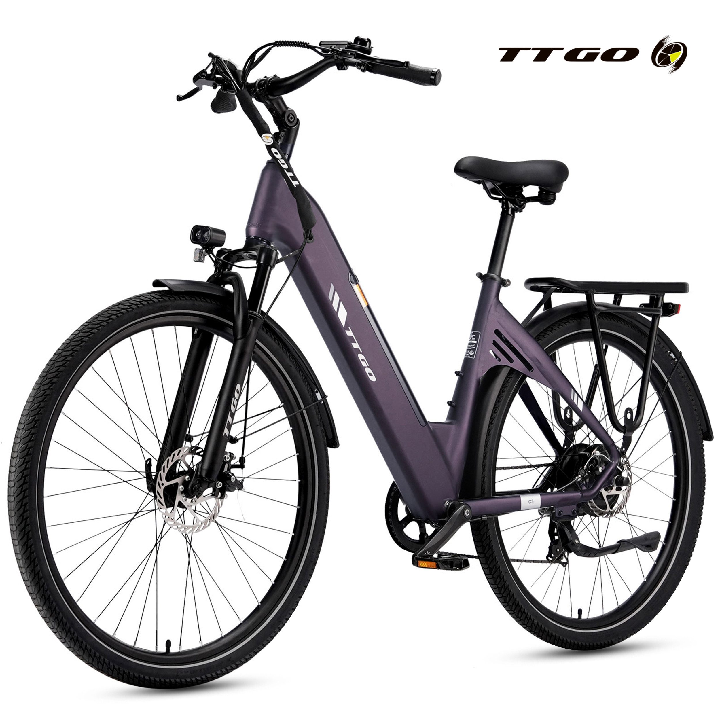 TTGO E-Bike Cityrad 28 Zoll, 55Nm, 650Wh, 150km, Elektrofahrrad für Damen und Herren, 7 Gang Shimano, Kettenschaltung, Heckmotor, 650 Wh, (Alu-Pedale, LCD-Display, max. Belastung 125 kg, Aluminiumrahmen), 5 Stufen, C3, Tiefeinsteiger, leicht nur 25kg, E-Citybike, Pedelec