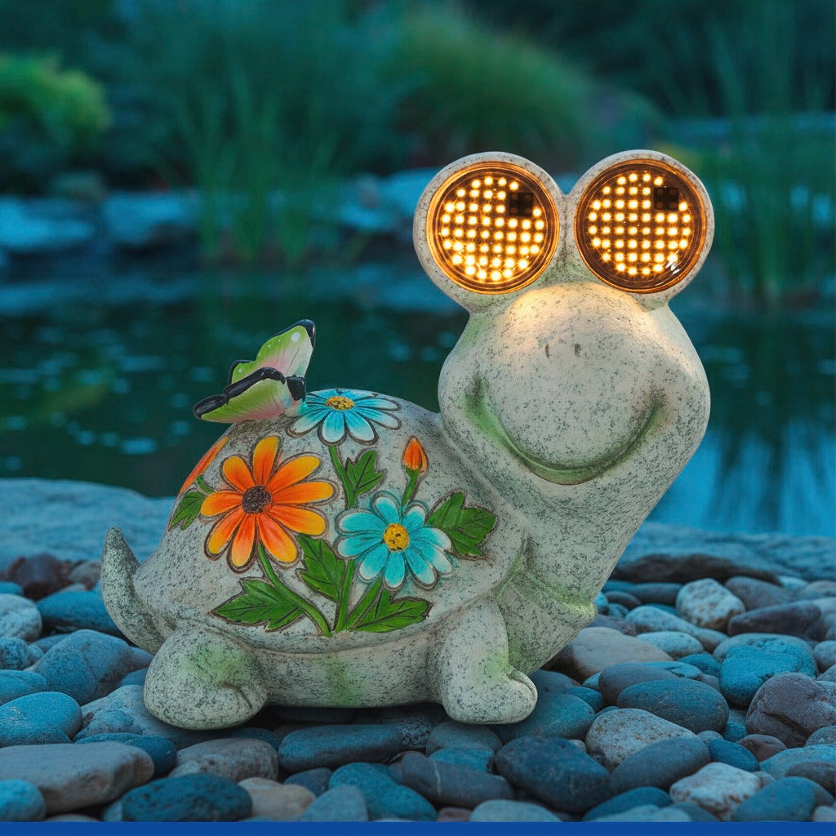 Maximex LED Dekofigur Modell Blinky Eyes Schildkröte, Ein-/Ausschalter, LED fest integriert, Warmweiß, solarbetriebene Gartenfigur mit leuchtenden Augen, für Garten & Balkon