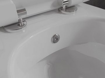 Aqua Bagno Tiefspül-WC Taharet Design Hänge Dusch WC aus Keramik Wand WC - spülrandlos - mit