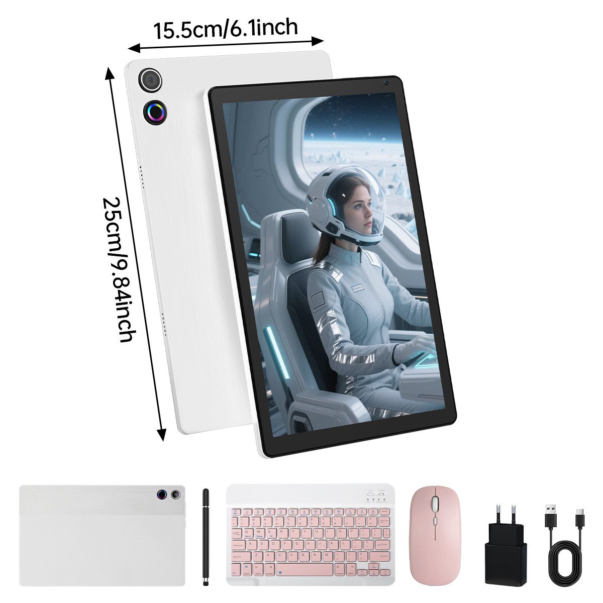 BUFO 10,4 Zoll Android 128GB+1TB Erweiterung HD 1280x800 WiFi 6 Tablet (10,4", 128 GB, Android, 2,4/5G WiFi, mit Stift/Maus/Tastatur, 20(3+17)GB RAM, WiFi 6, Dualkamera)