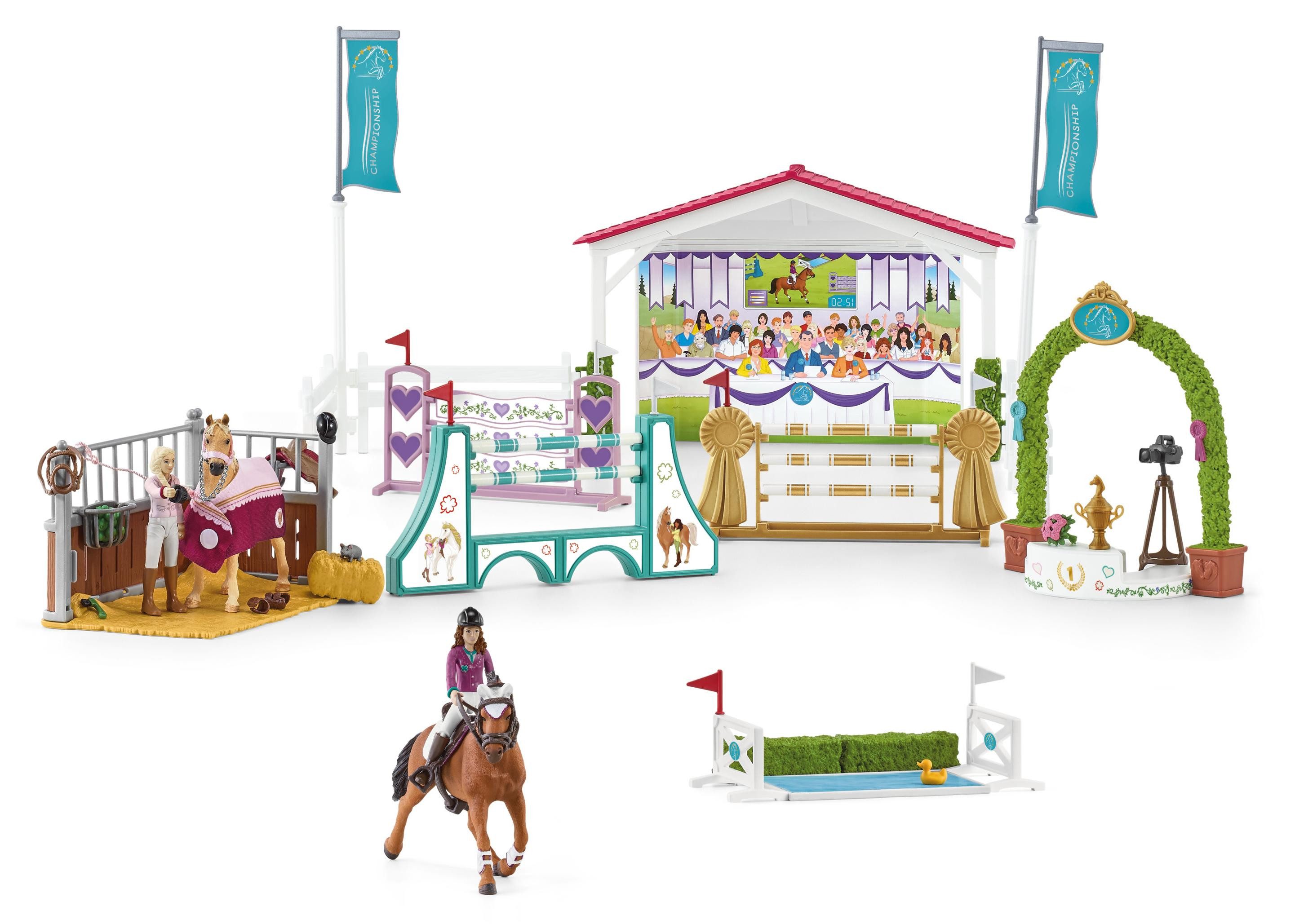 Schleich® Tierfigur Schleich HORSE CLUB 42440 Spielzeug-Set Freundschaftsturnier (86 St)