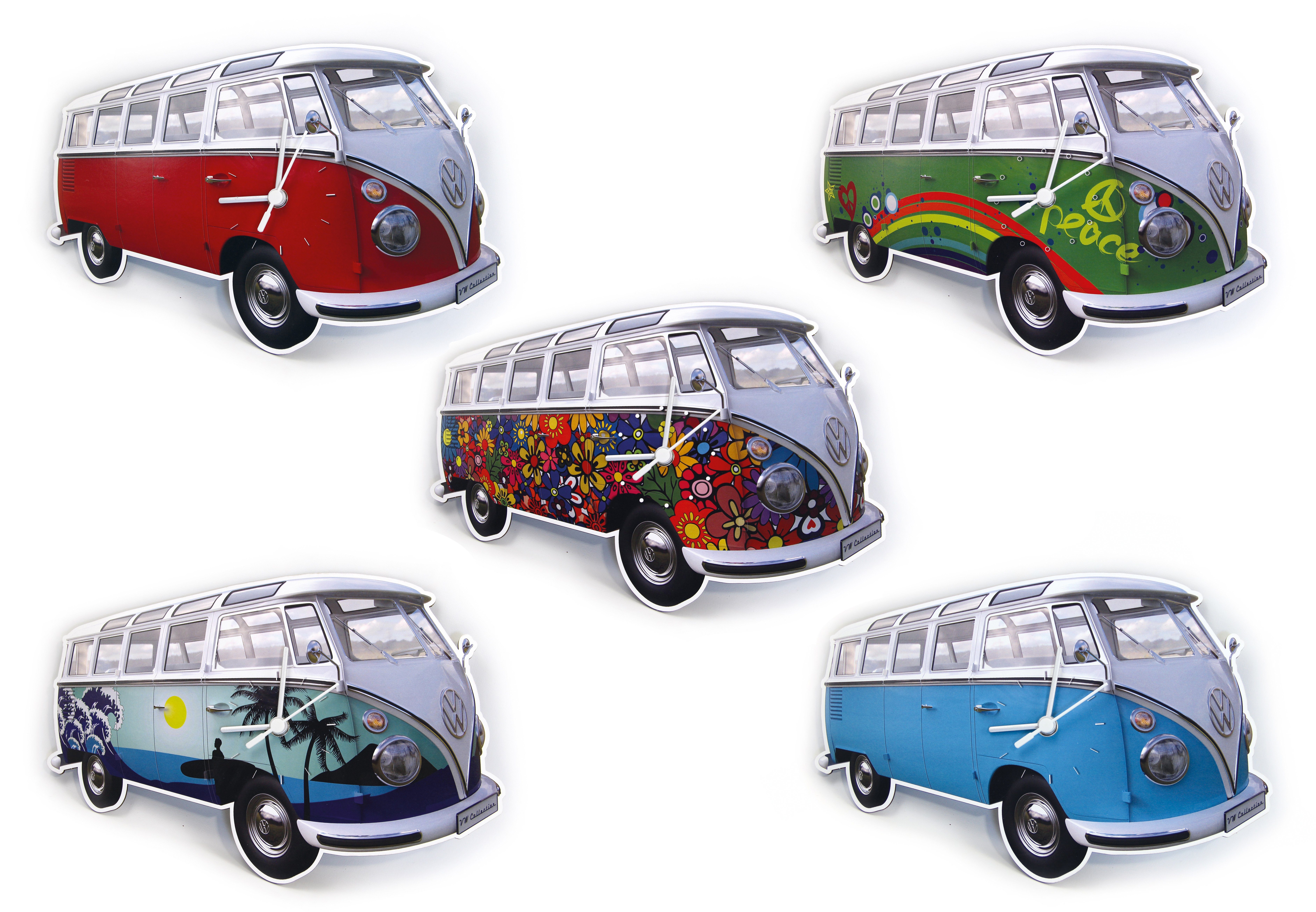 VW Collection by BRISA Wanduhr Volkswagen Werkstattuhr im T1 Bus Design (batteriebetriebener Zeitanzeiger)