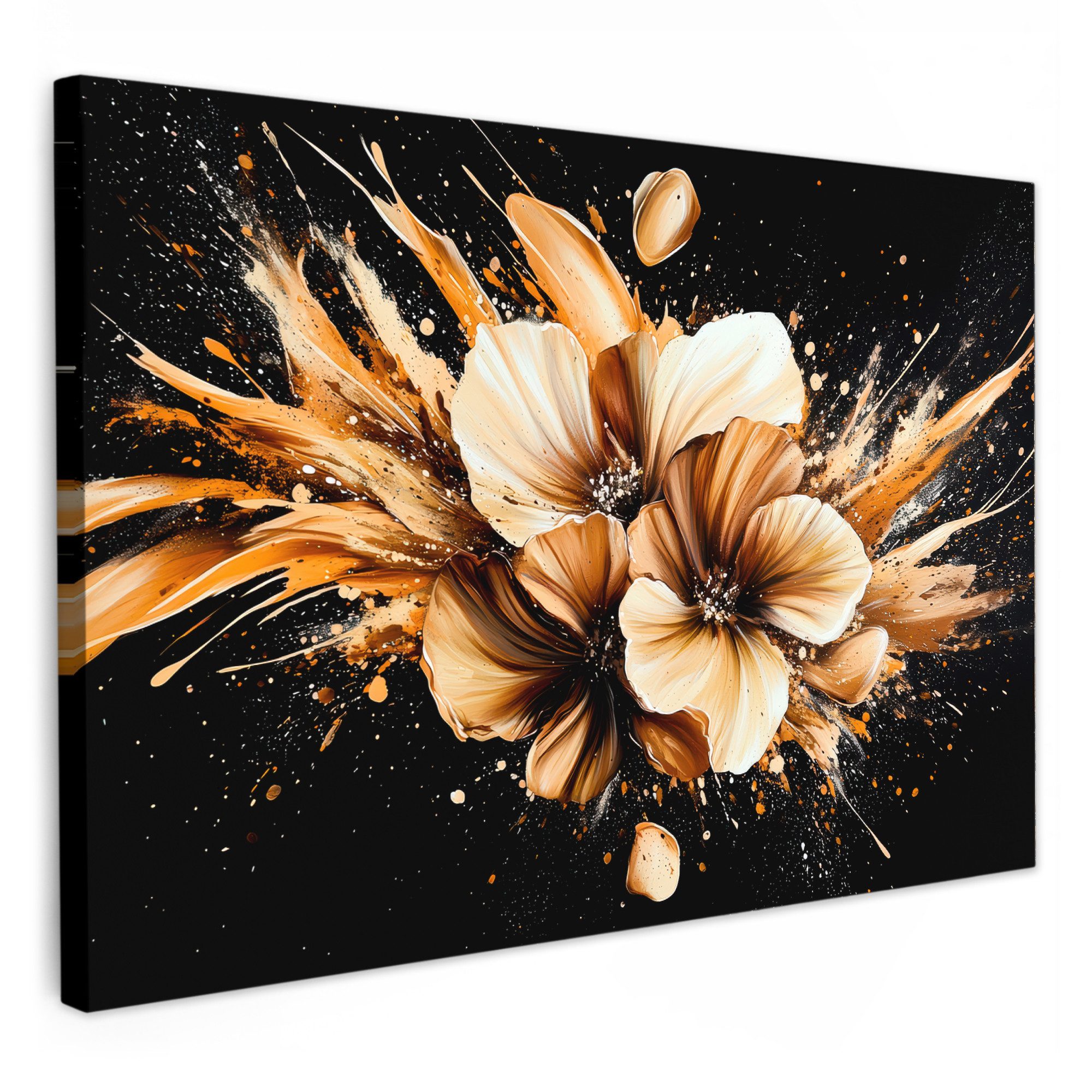 OneMillionCanvasses® Leinwandbild Blumen - Gold - Graffiti - Schwarz - Abst günstig online kaufen