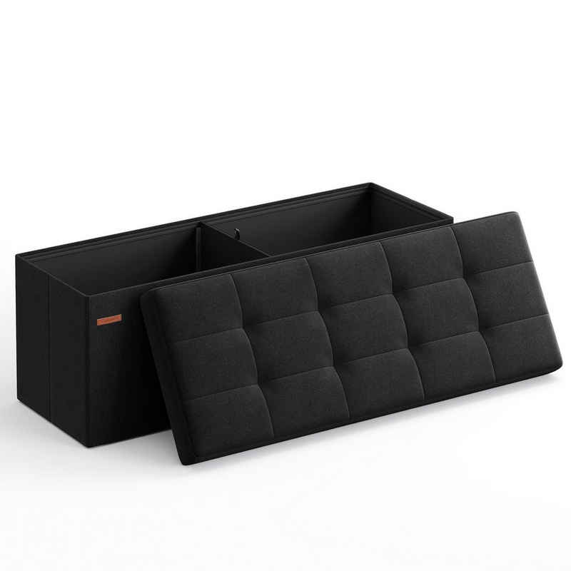 SONGMICS Sitzbank sitzhocker, 76/110cm mit Stauraum, klappbare Sitztruhe, Fußbank