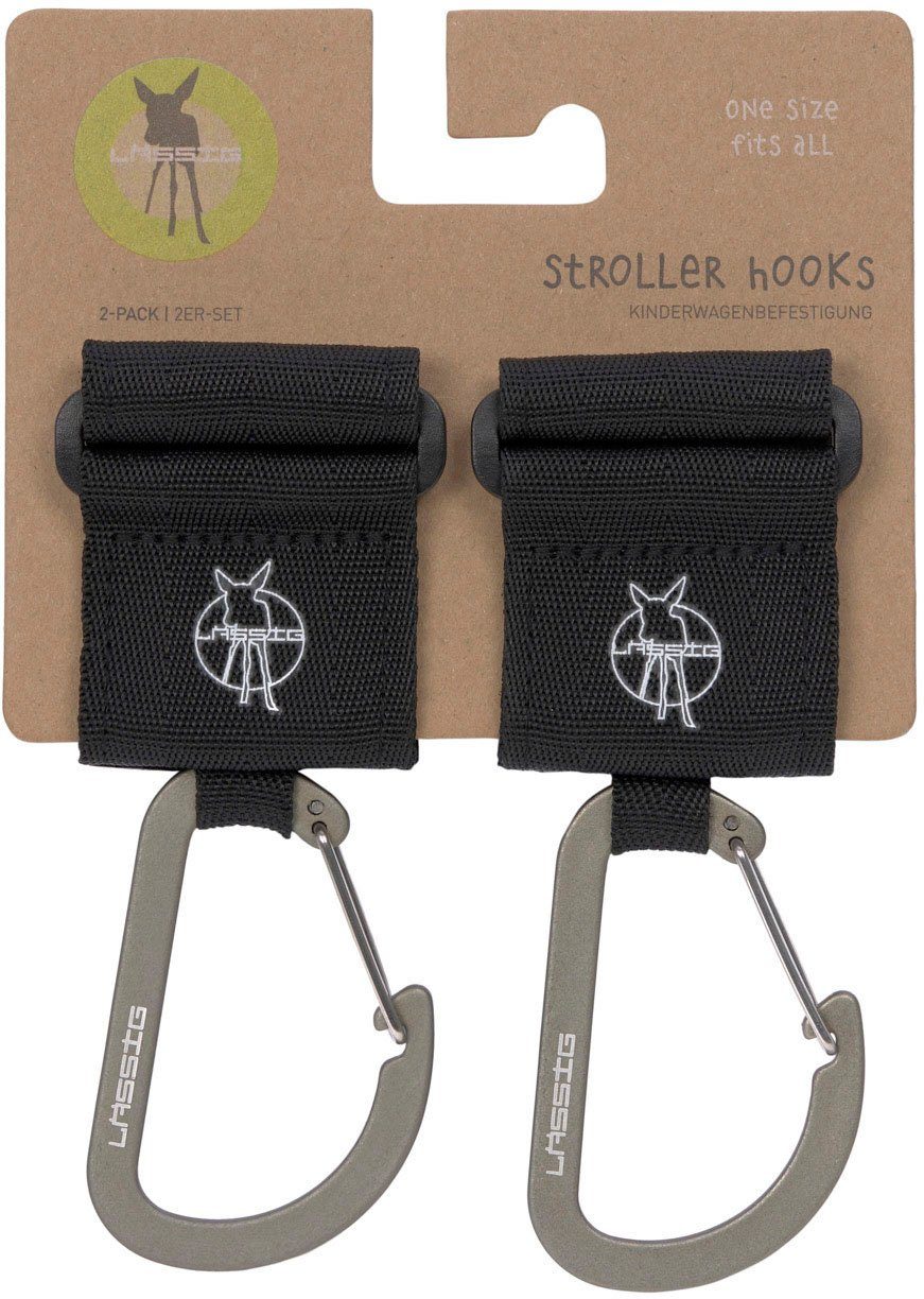 LÄSSIG Karabiner Kinderwagenbefestigung, schwarz, (Set, 2 St)
