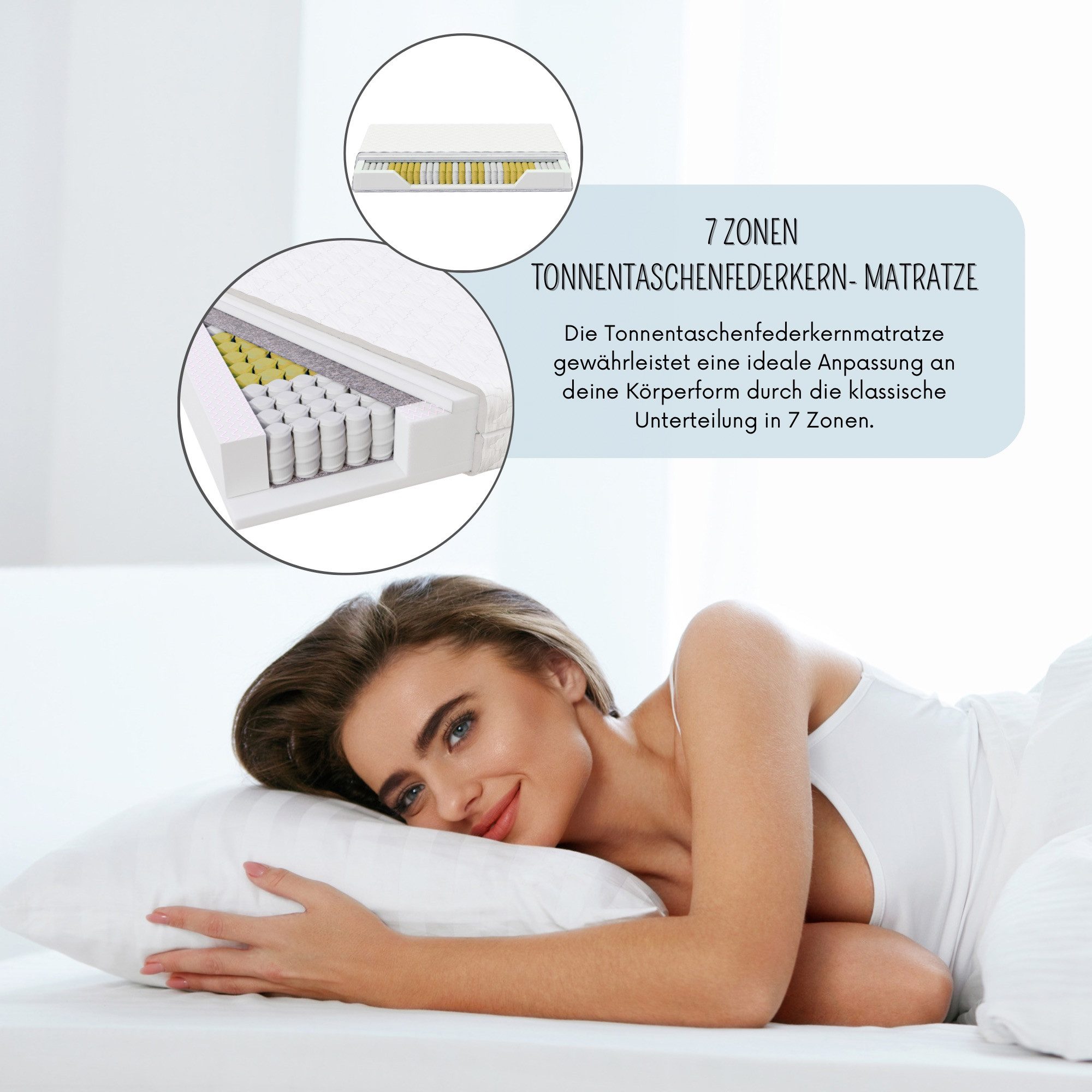 Taschenfederkernmatratze MEDIC PLUS, MSS e.K., 21 cm hoch, Tonnentaschenfederkern