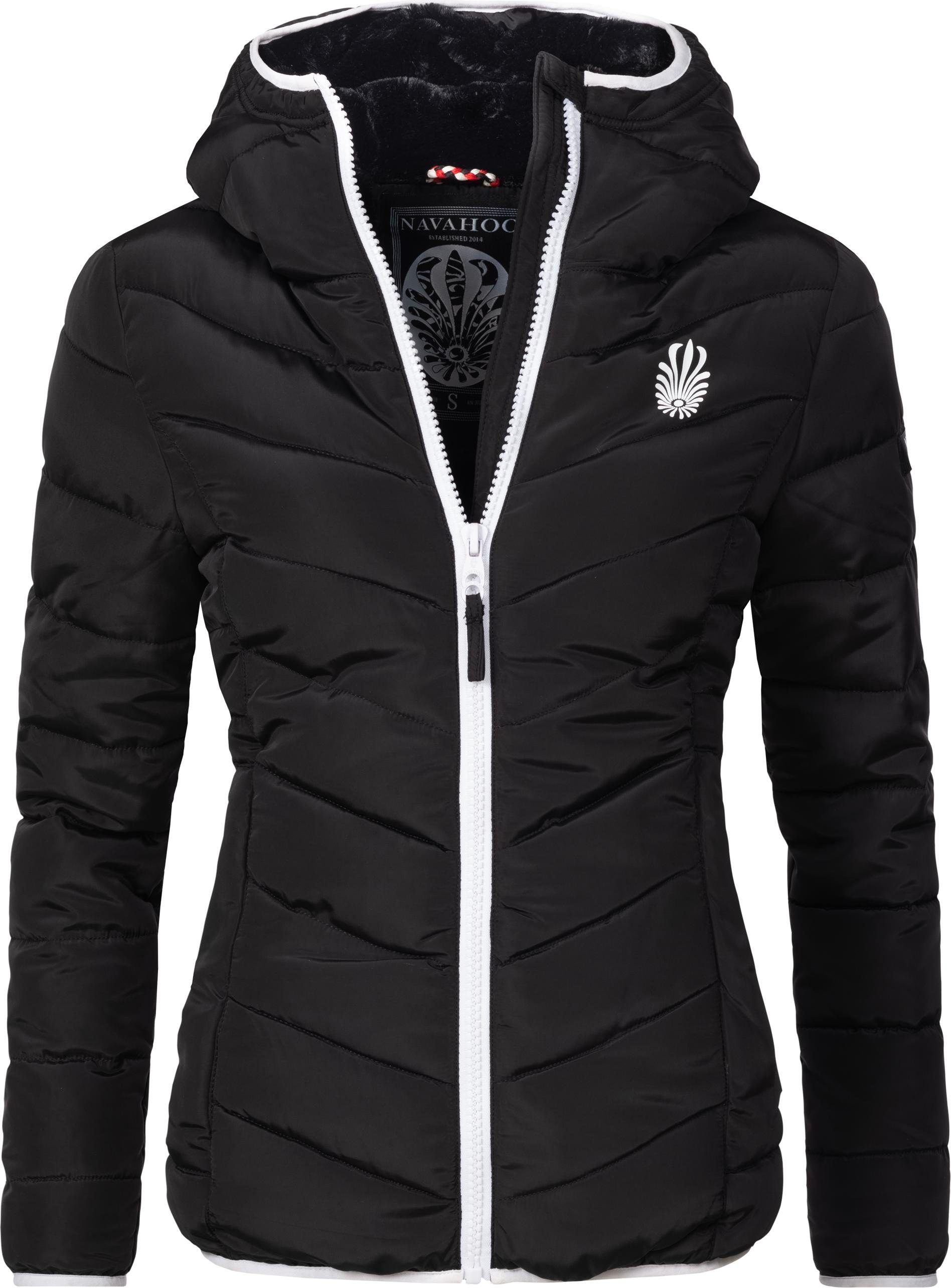 Damen Elva mit stylische Kapuze schwarz Steppjacke Winterjacke Navahoo