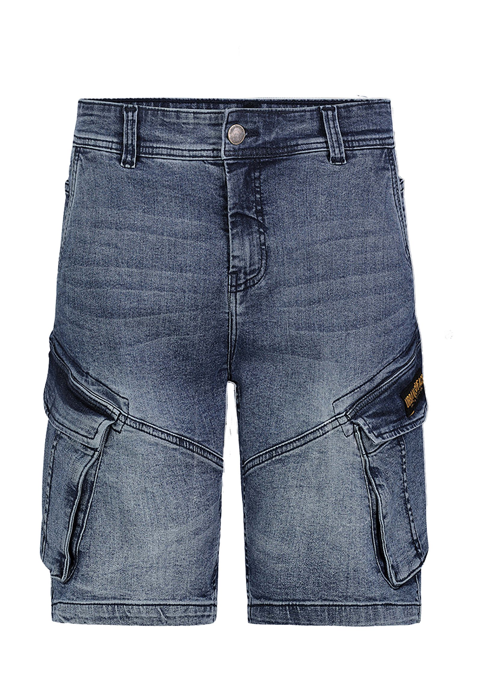 Urban Surface Jeansshorts Cargo mit Gürtel und Design Taschen Denim Bermuda günstig online kaufen