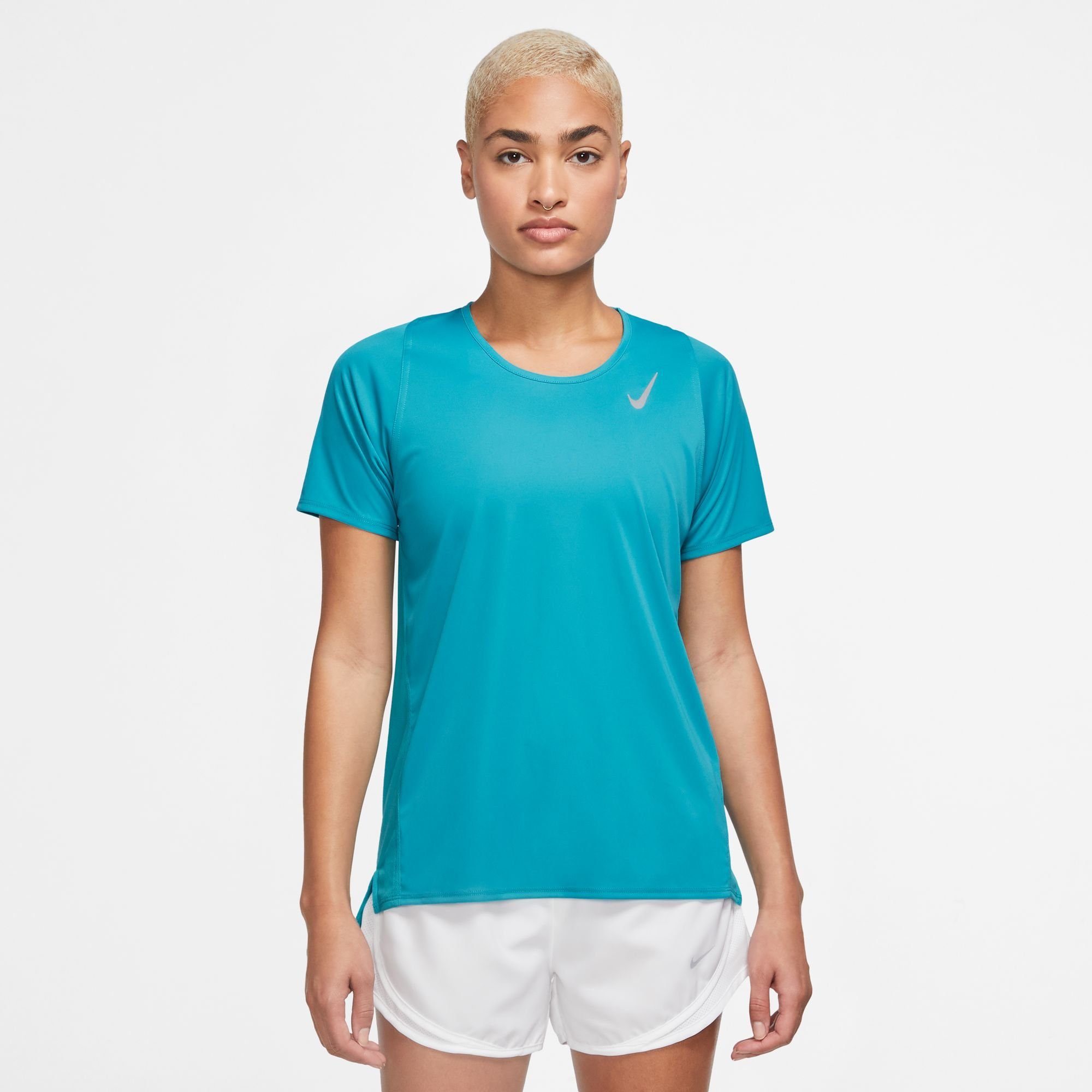 Nike Laufshirt DRI-FIT RACE WOMEN'S SHORT-SLEEVE RUNNING TOP RAPID TEAL/REFLECTIVE SILV | T-Shirts