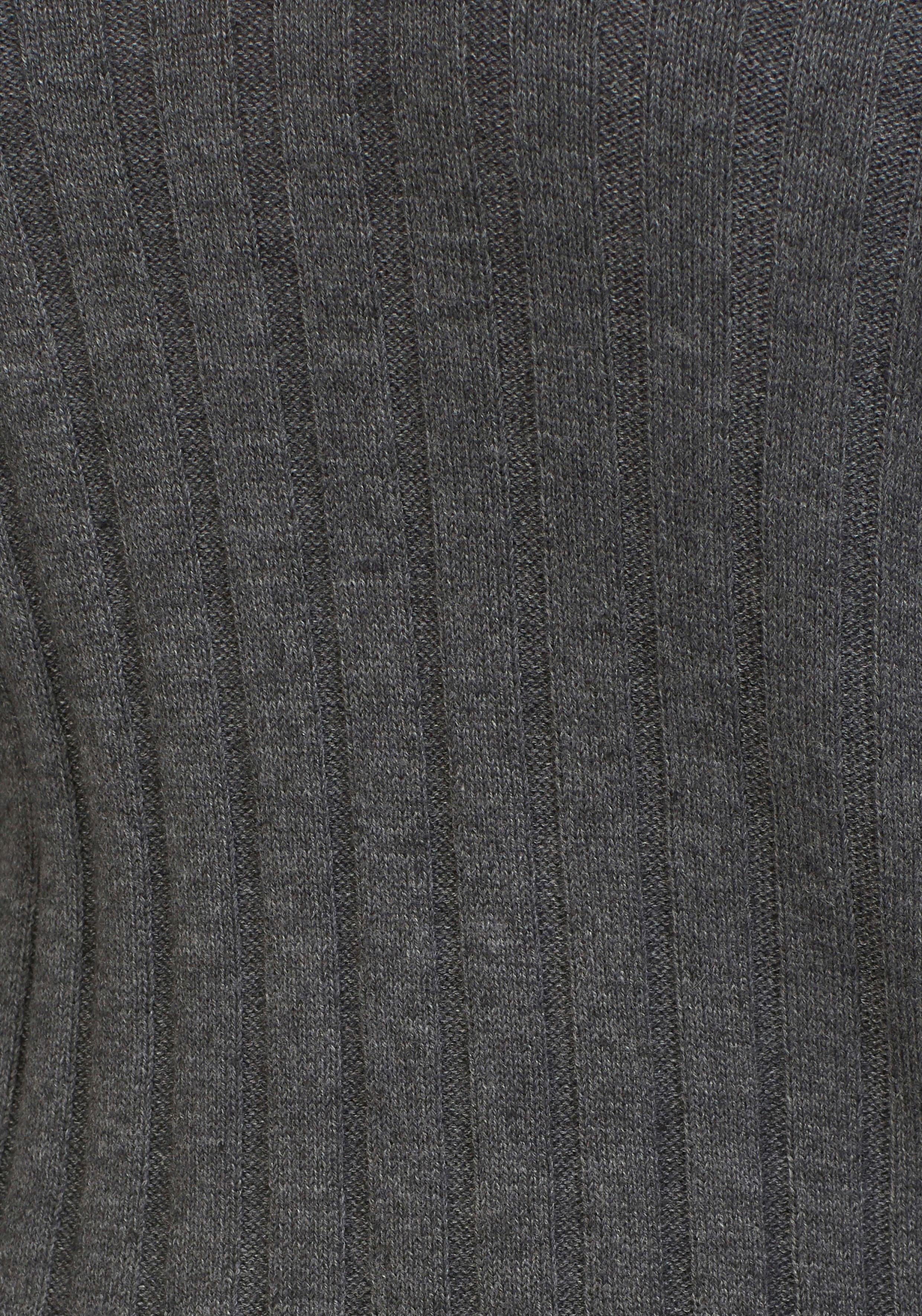 KangaROOS Feinstrick geripptem breit V-Ausschnitt-Pullover anthrazit in