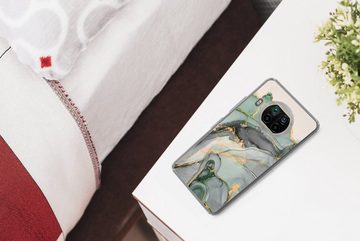 MuchoWow Handyhülle Gold - Marmor - Grün - Luxus - Glitzer - Marmoroptik, Phone Case, Handyhülle Xiaomi Mi 10T Lite, Silikon, Schutzhülle