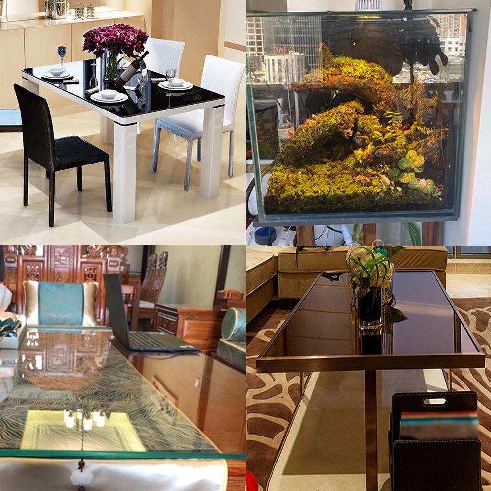 Melko Bodenschutzplatte Tischplatte Funkenschutz ESG Bodenschutzplatte Ofenglas Kamin, Stück, ESG Sicherheitsglas