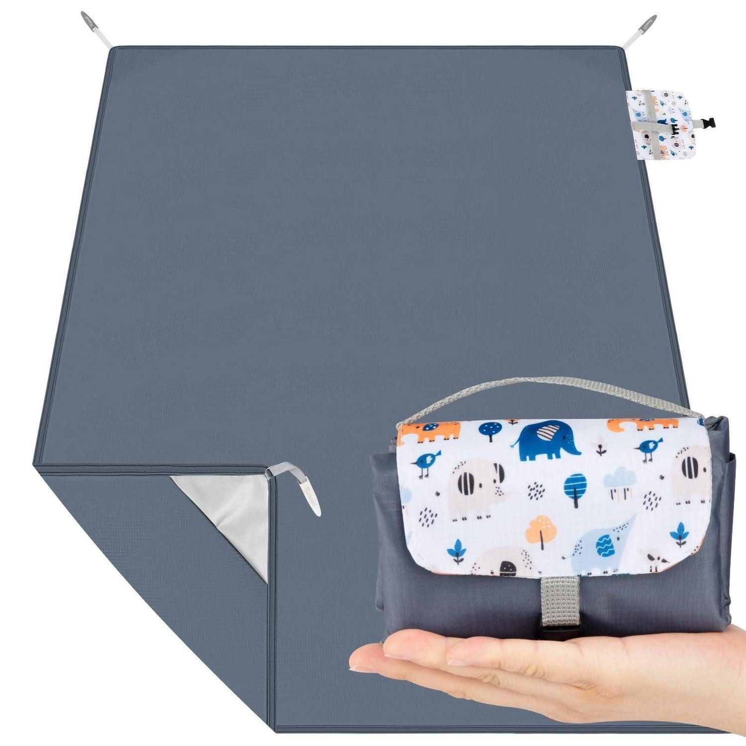 Picknickdecke Picknickdecke Outdoor 200x150 cm faltbar wasserdicht Grau, LuxusKollektion