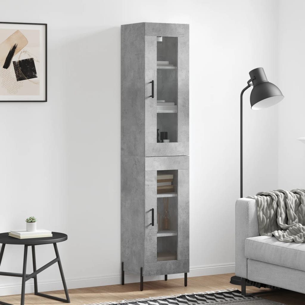 vidaXL Highboard Highboard Betongrau 34,5x34x180 cm Holzwerkstoff (1 St)