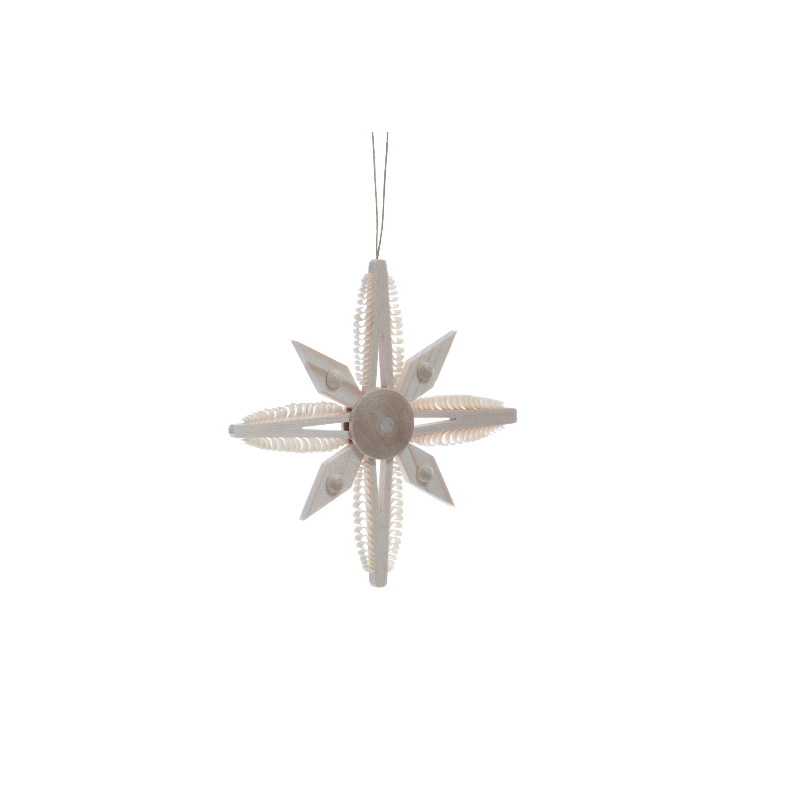 Christbaumschmuck Christbaumschmuck Spanstern natur 4 Bäumchen geschlitzt u. 4