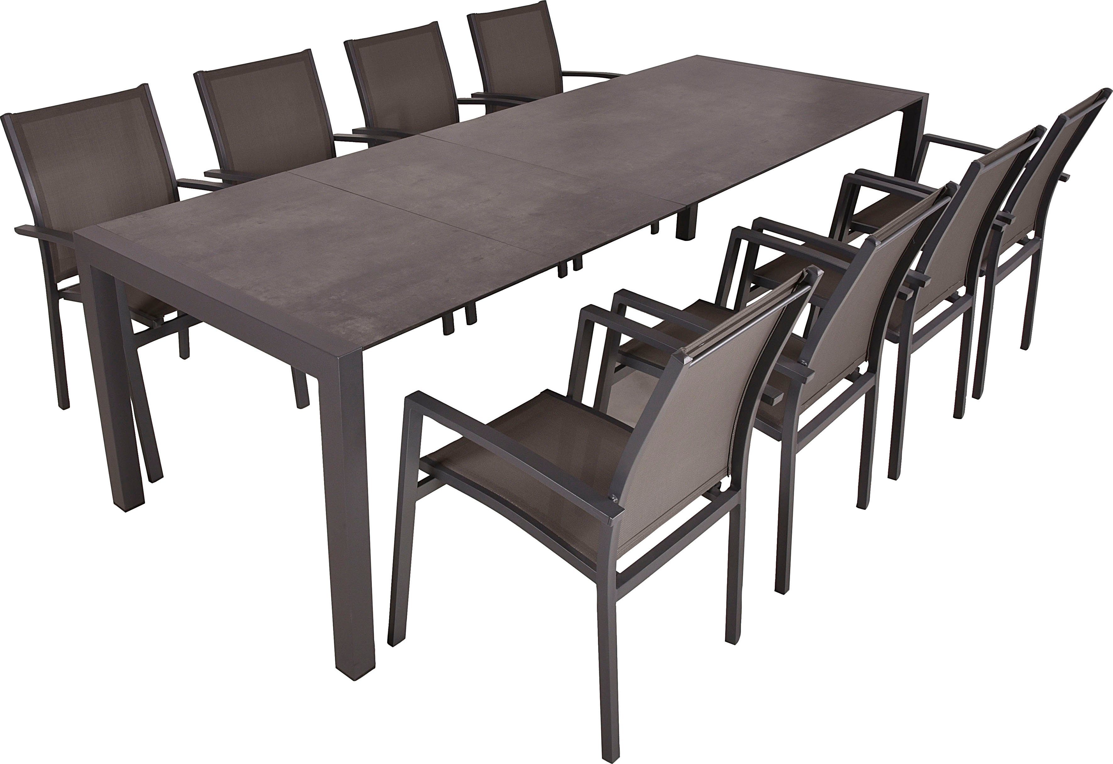 Garden Pleasure Garten-Essgruppe SOPHIA, (9-tlg., 1x Ausziehtisch, 8x Stapelstuhl), Ausziehbarer Tisch, Stühle stapelbar, geeignet für 8 Personen