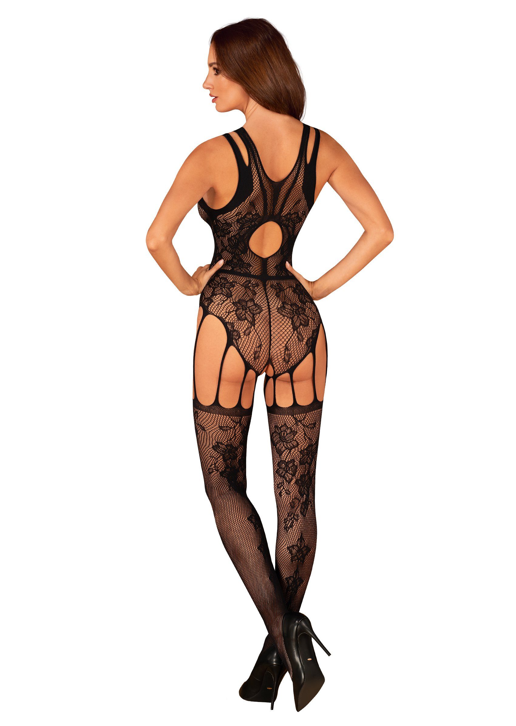 Obsessive Bodystocking Catsuit in schwarz transparent elastisch 20 DEN (1 St)