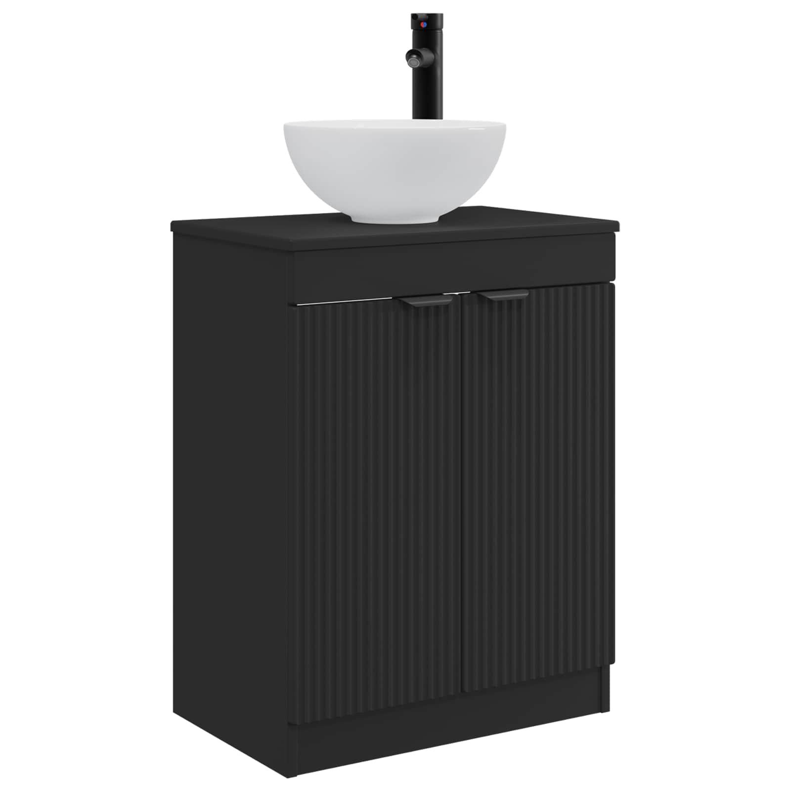 Badezimmerspiegelschrank Badezimmerschrank mit Waschbecken Schwarz 54 x 35 x 83 cm