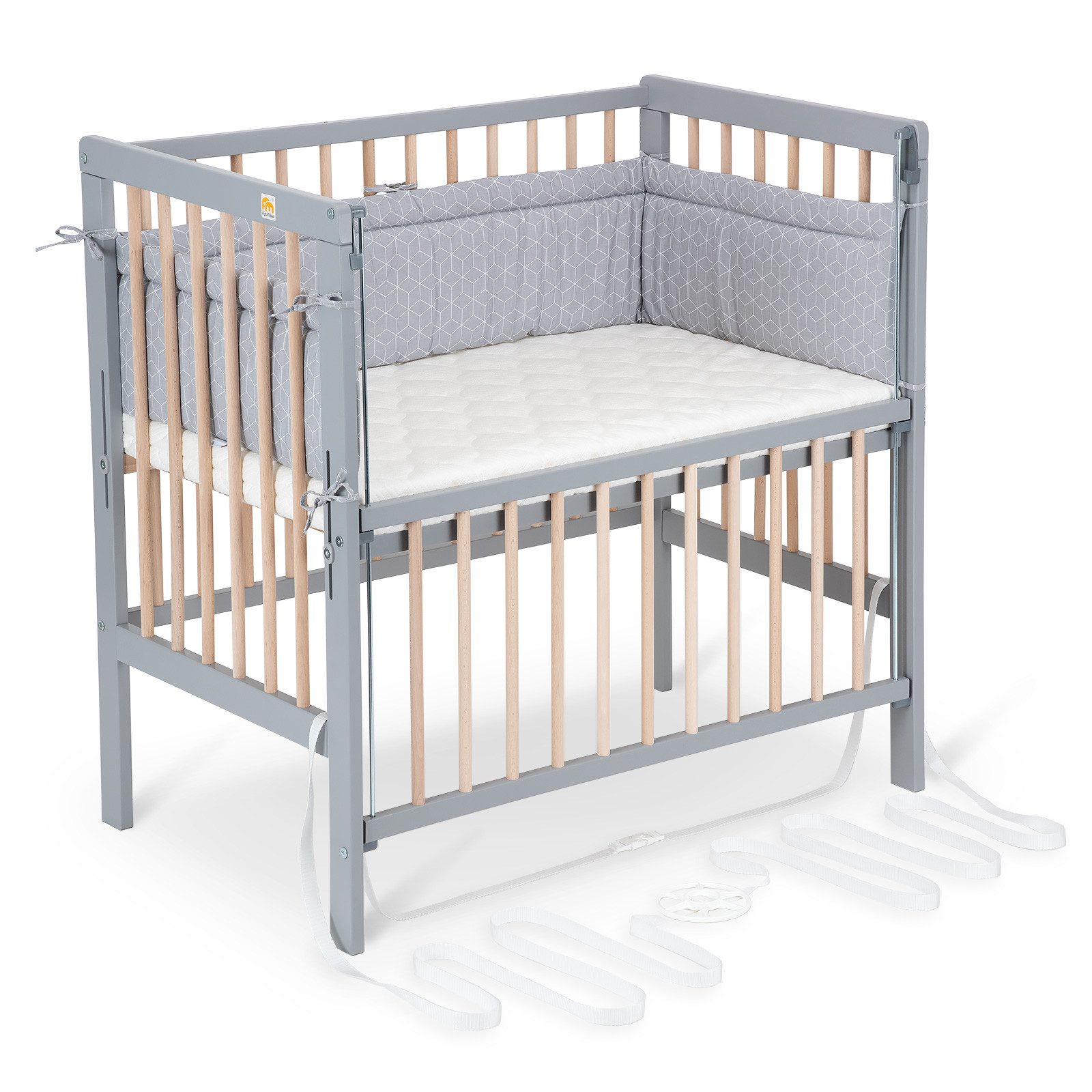 FabiMax Beistellbett Flex grau / natur, günstig online kaufen