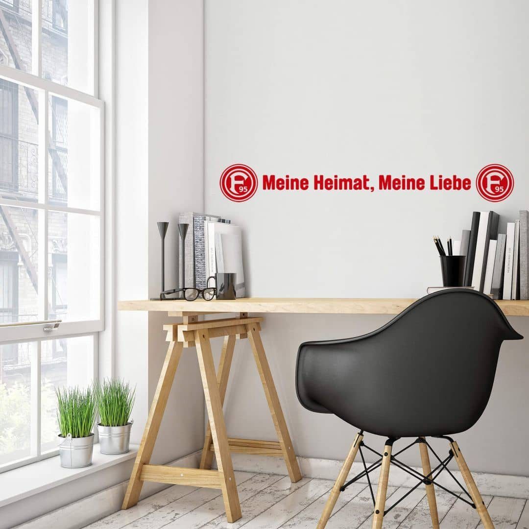 Fortuna Düsseldorf Wandtattoo Fußball Wandtattoo Fortuna Düsseldorf Logo Meine Heimat Meine Liebe Rot, Wandbild selbstklebend, entfernbar
