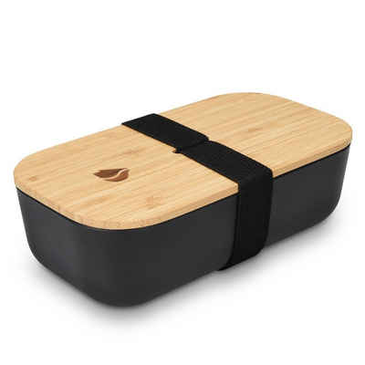 Navaris Lunchbox, Silikon, (1-tlg), Bento Box mit Bambus Deckel - 1 Fach, 700ml, luftdicht