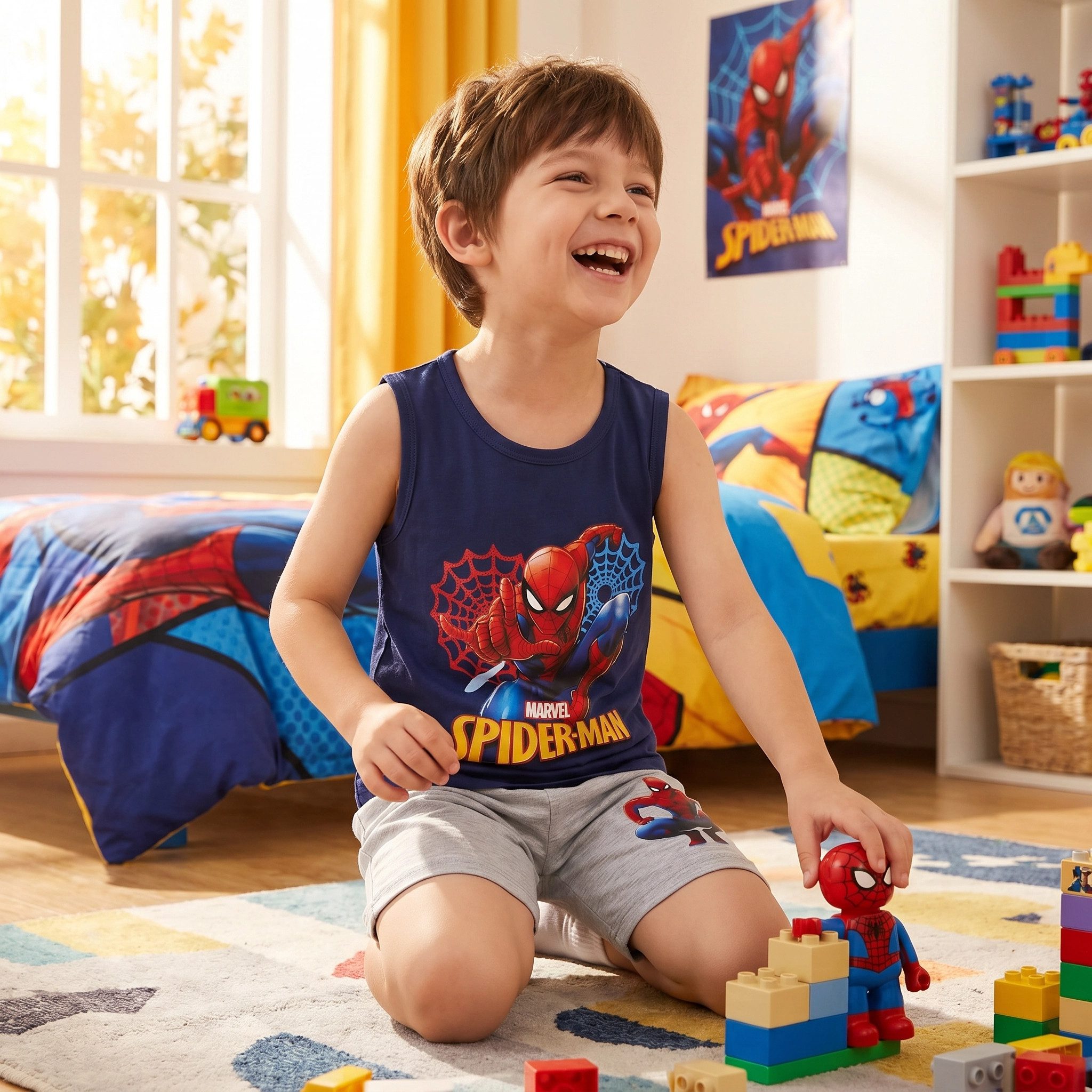 MARVEL Schlafanzug Marvel Spiderman Kinder kurz Pyjama Schlafanzug Shorts Shirt (Packung) Gr. 98 bis 128, Baumwolle