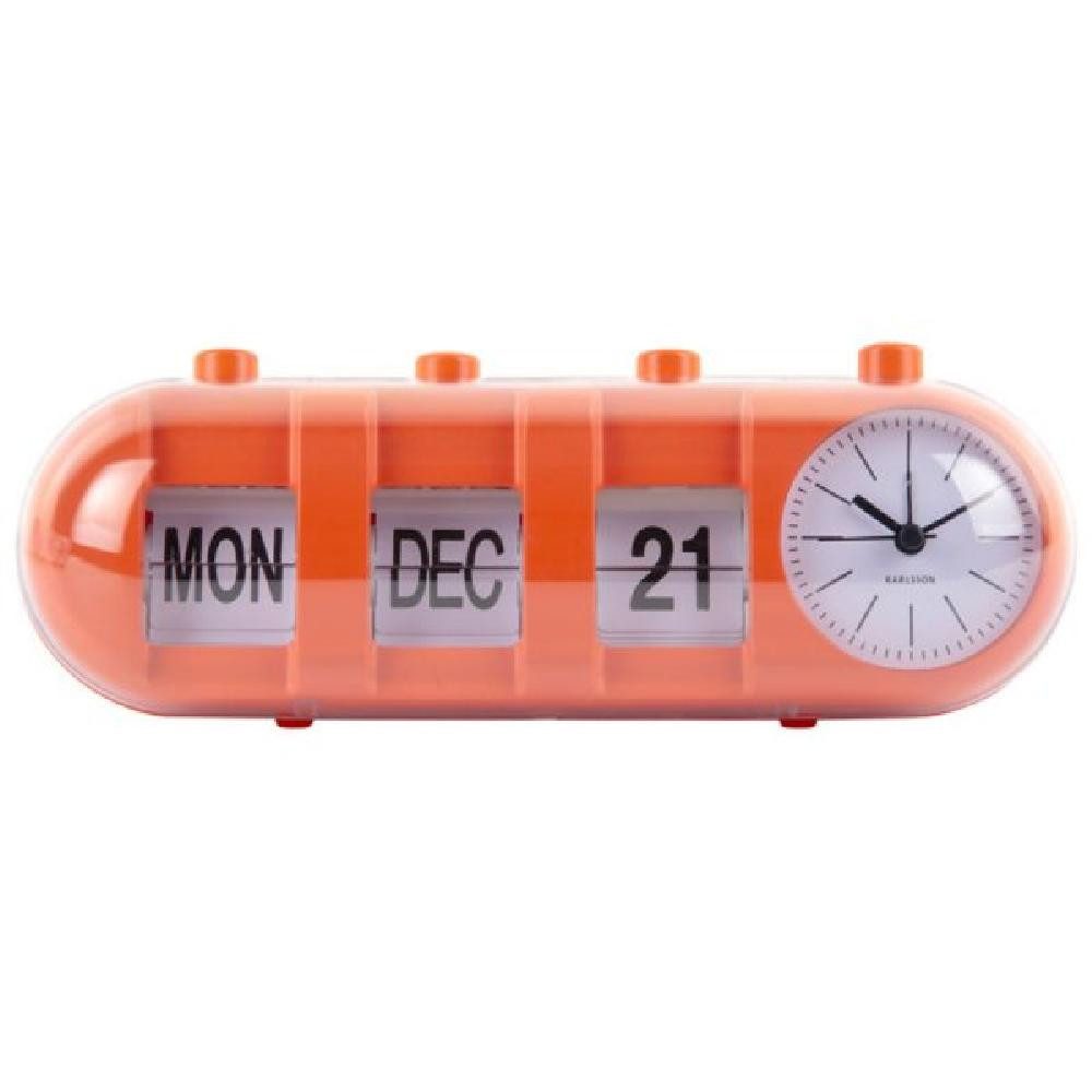 Karlsson Uhr Wecker Retro Tube Calendar Flip Bright Orange günstig online kaufen