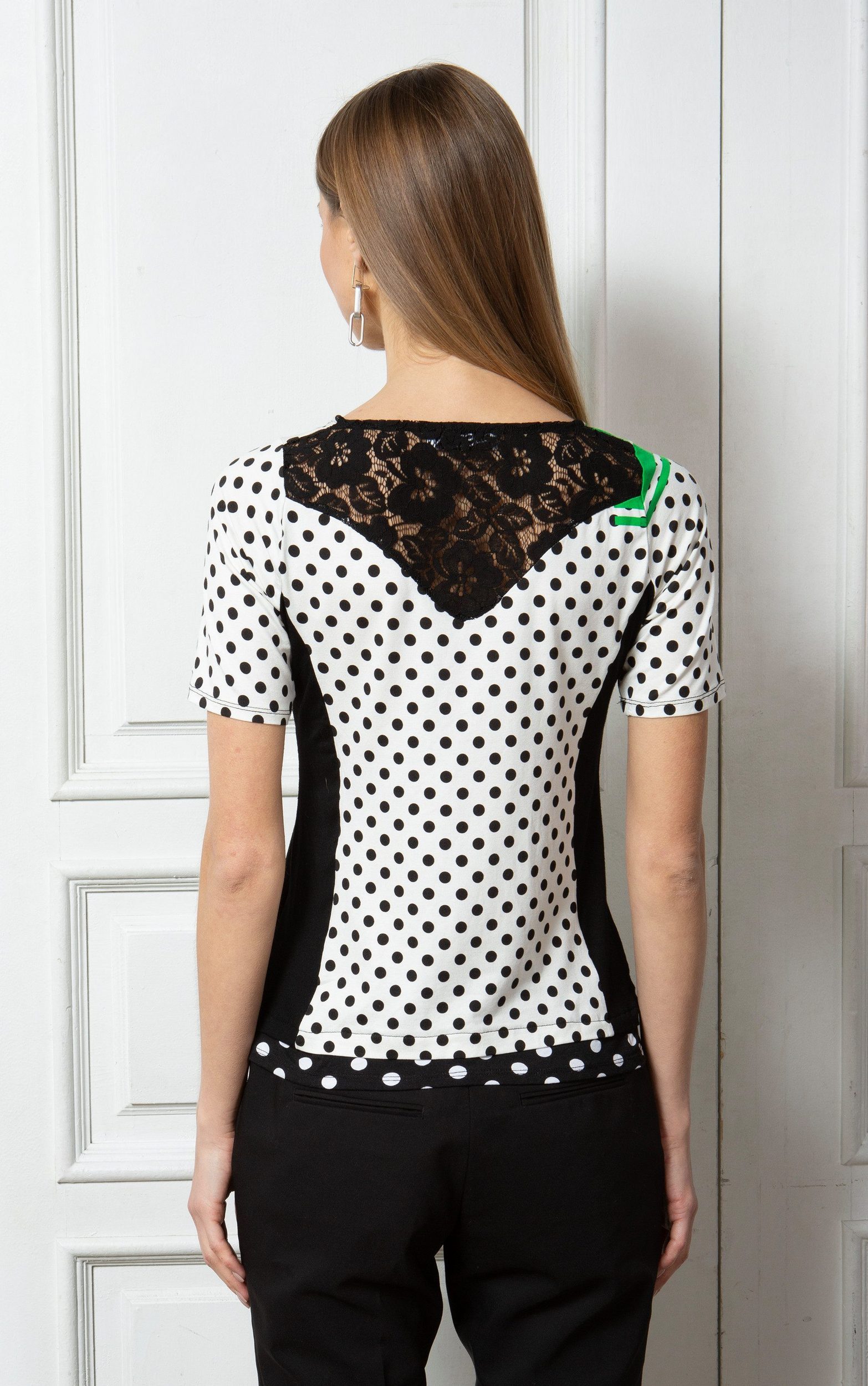 Passioni T-Shirt Kurzärmeliges T-Shirt in Weiß mit Blätter- und Punktedruck günstig online kaufen