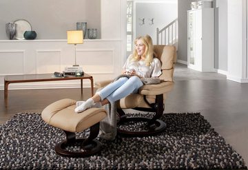 Stressless® Relaxsessel Ruby (Set, Relaxsessel mit Hocker), mit Classic Base, Größe L, Gestell Eiche, Wenge, Braun & Schwarz