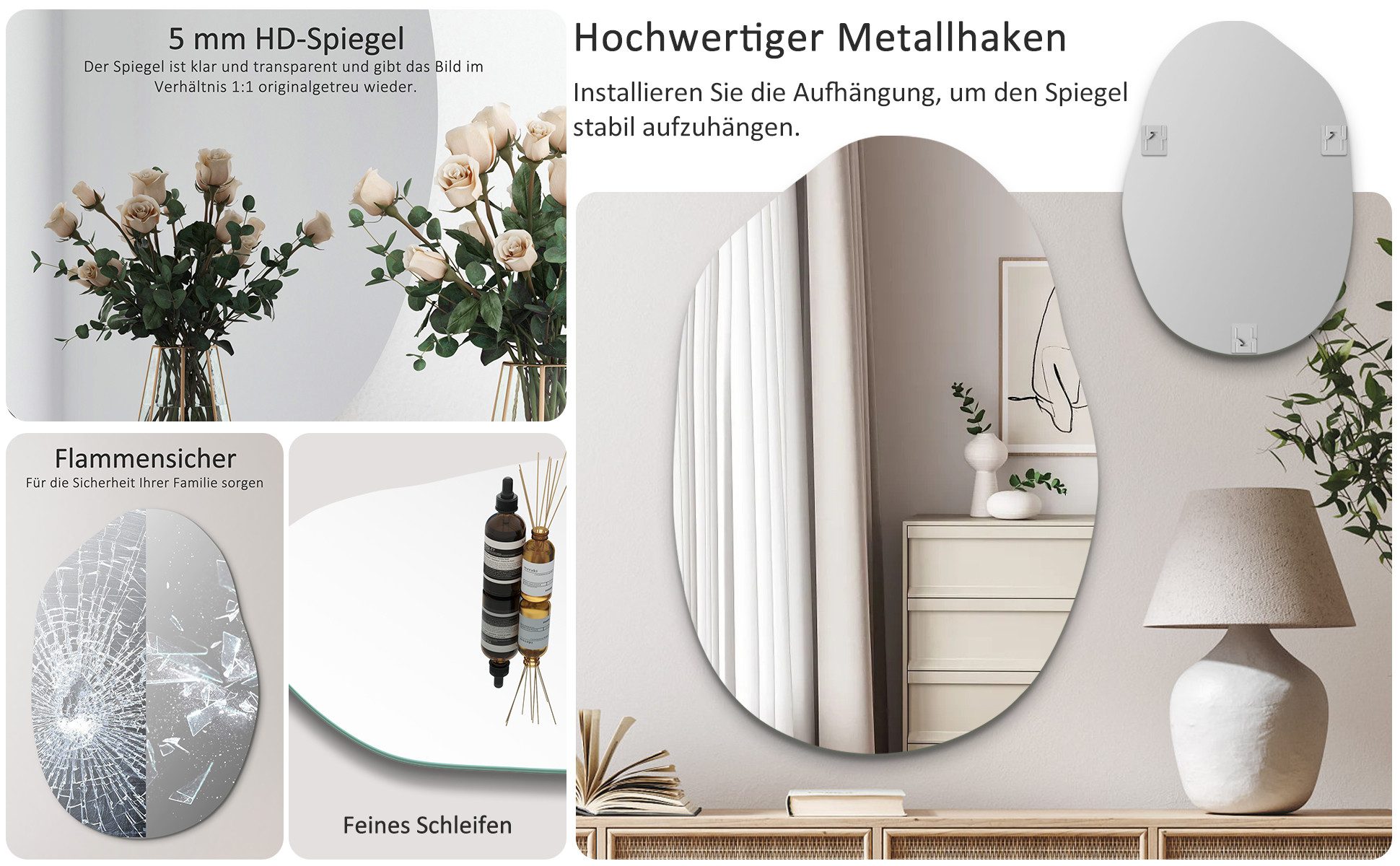 Hopibath Dekospiegel Wandspiegel Flur Design Schminkspiegel Asymmetrisch Sp günstig online kaufen