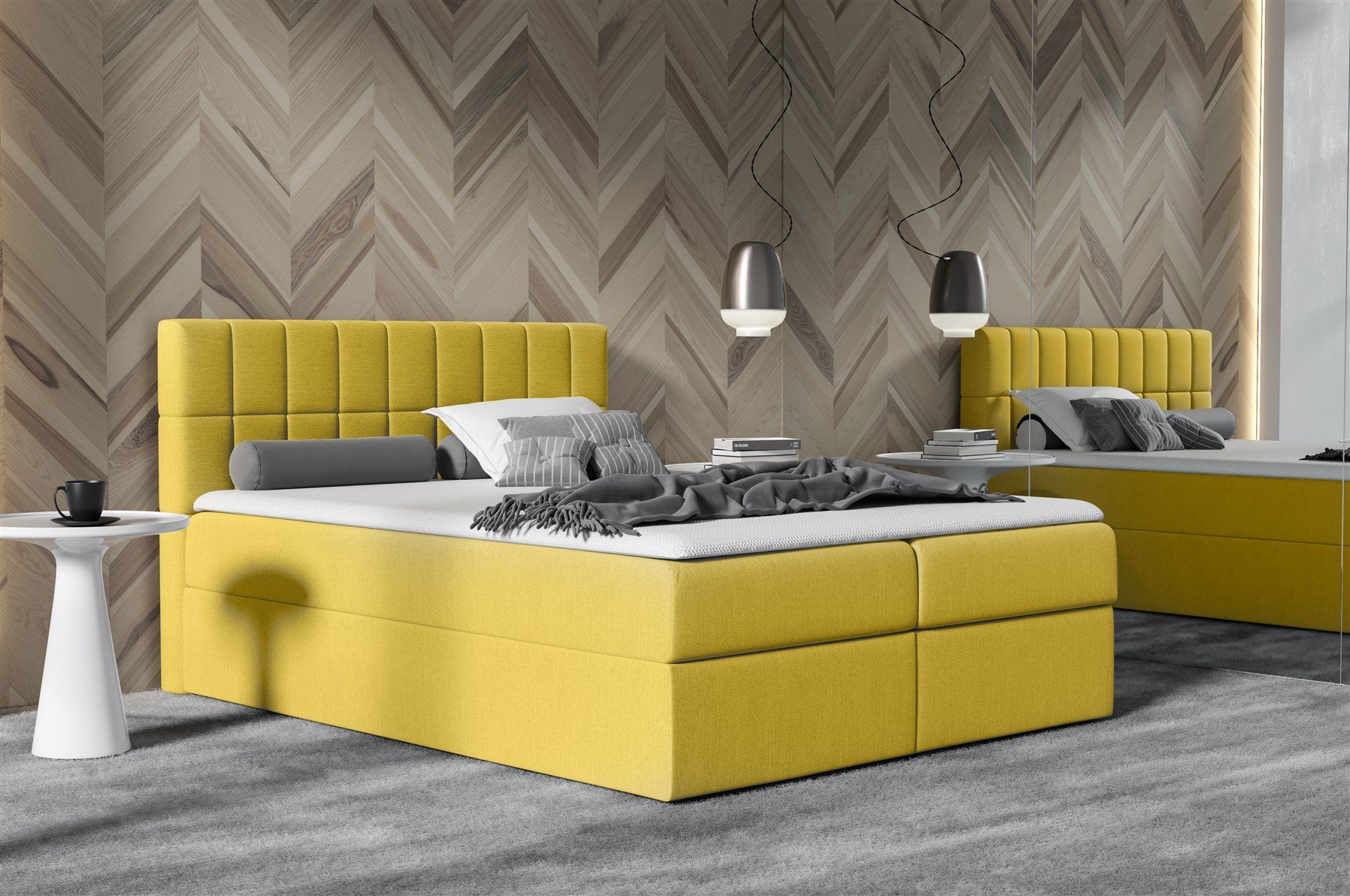 Fun Möbel Boxbett Schlafzimmerbett GRACE in Stoff Soro (inkl. Bettkästen, inkl. Kaltschaumtopper)
