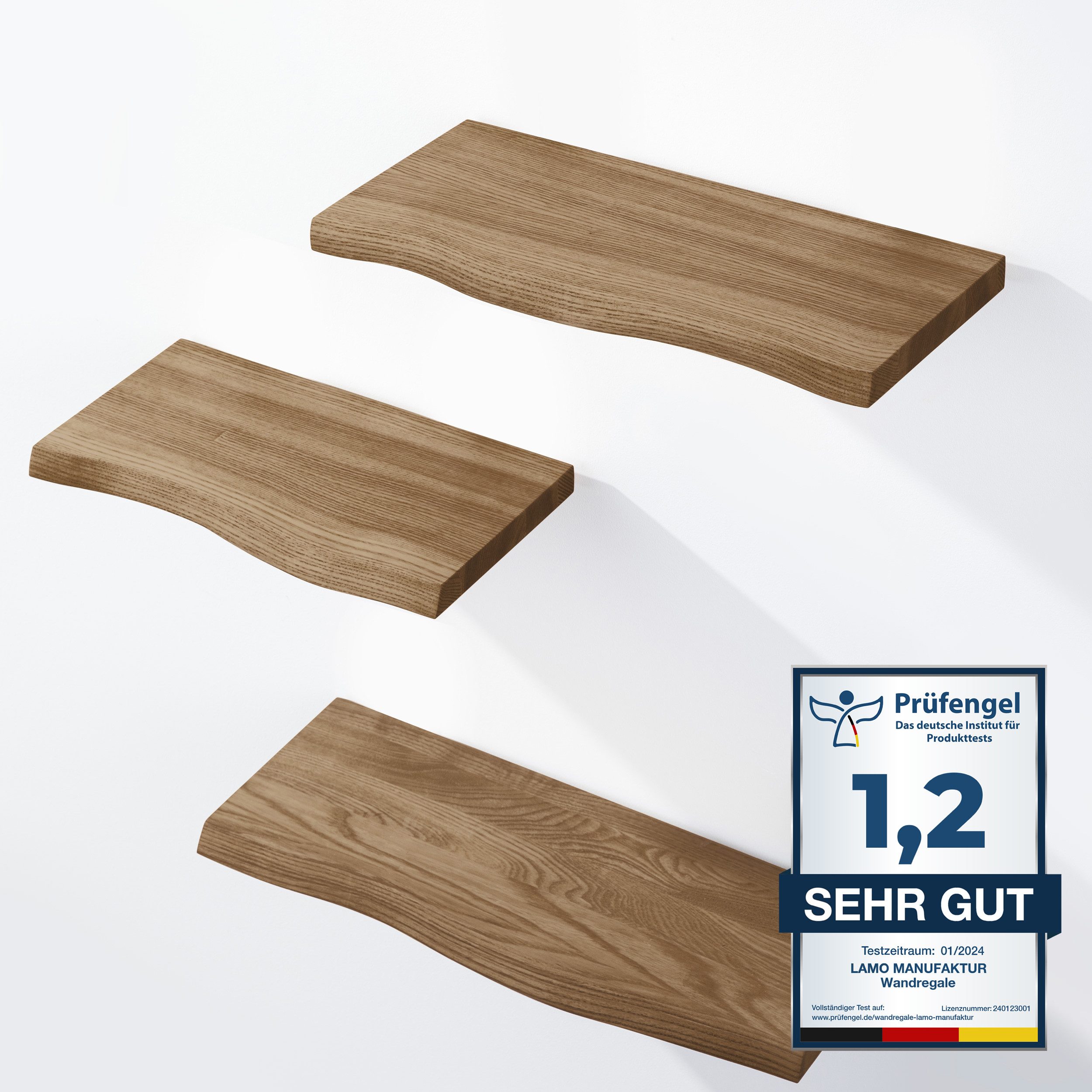 LAMO Manufaktur Wandregal LAMO Manufaktur 3 Stück Wandregal aus Holz 42/36/ günstig online kaufen