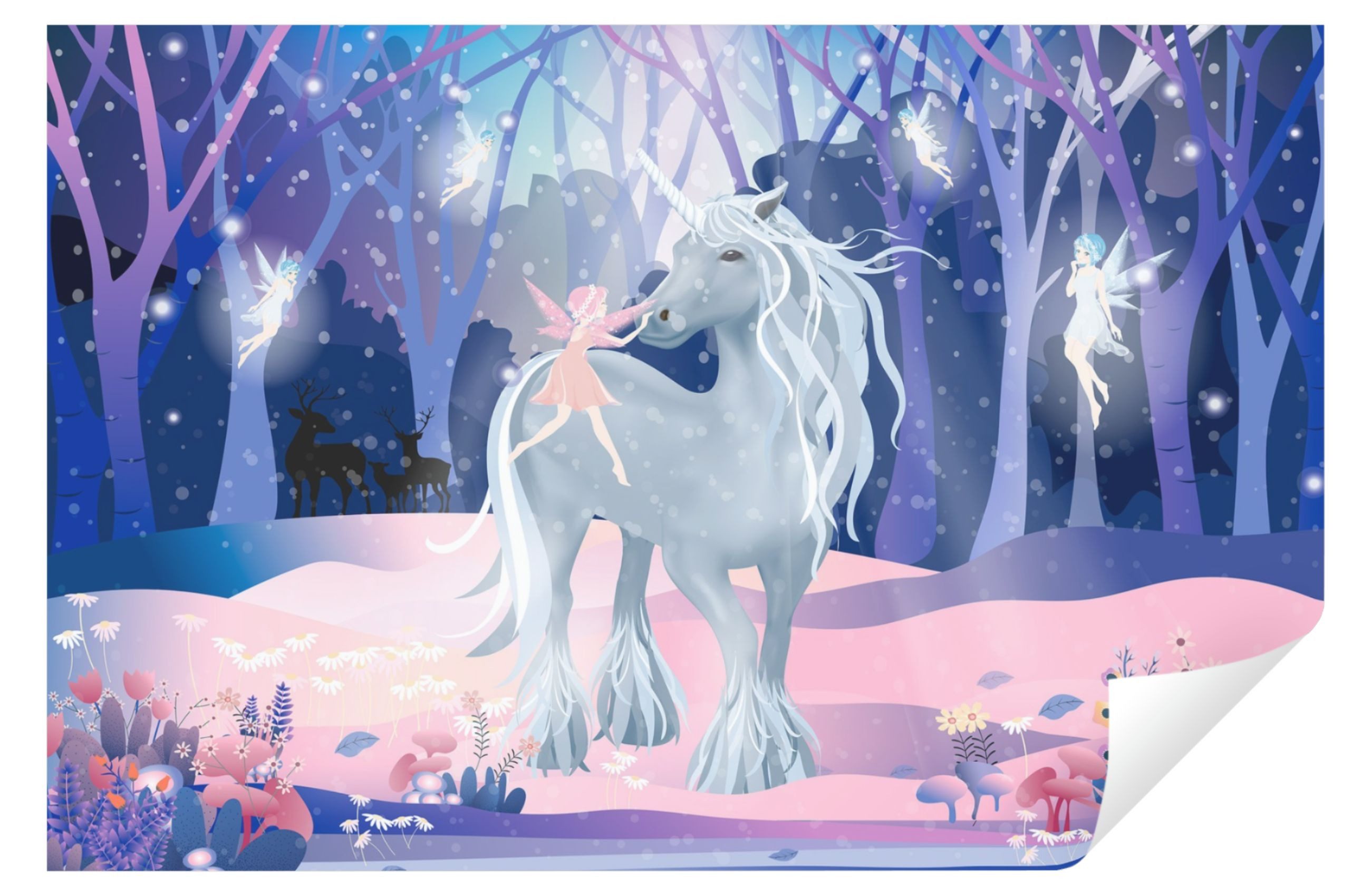 Wallarena Fototapete Kinderzimmer Mädchen Unicorn Pferde Fee Vlies Tapete M günstig online kaufen