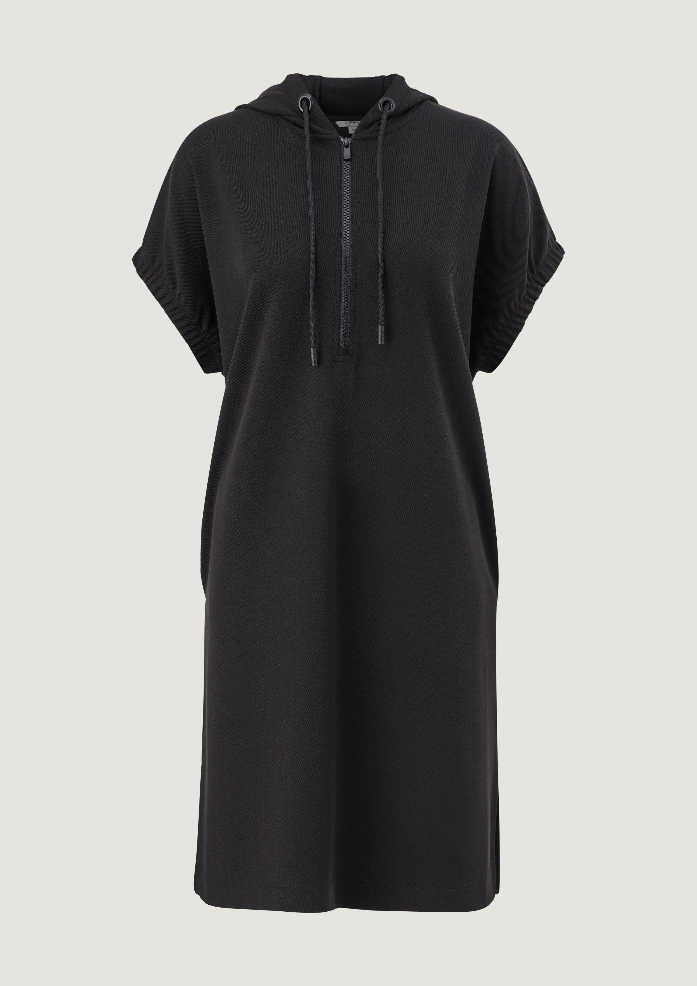 casual Hoodie-Kleid Minikleid Jersey black comma aus identity
