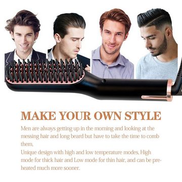 HYTIREBY Bartbürste Haarglätter Bartglätter für Männer, Einstellbare Temperaturen, Haarglätterbürste Elektrischer Haarbürste für lange und kurzen Haar