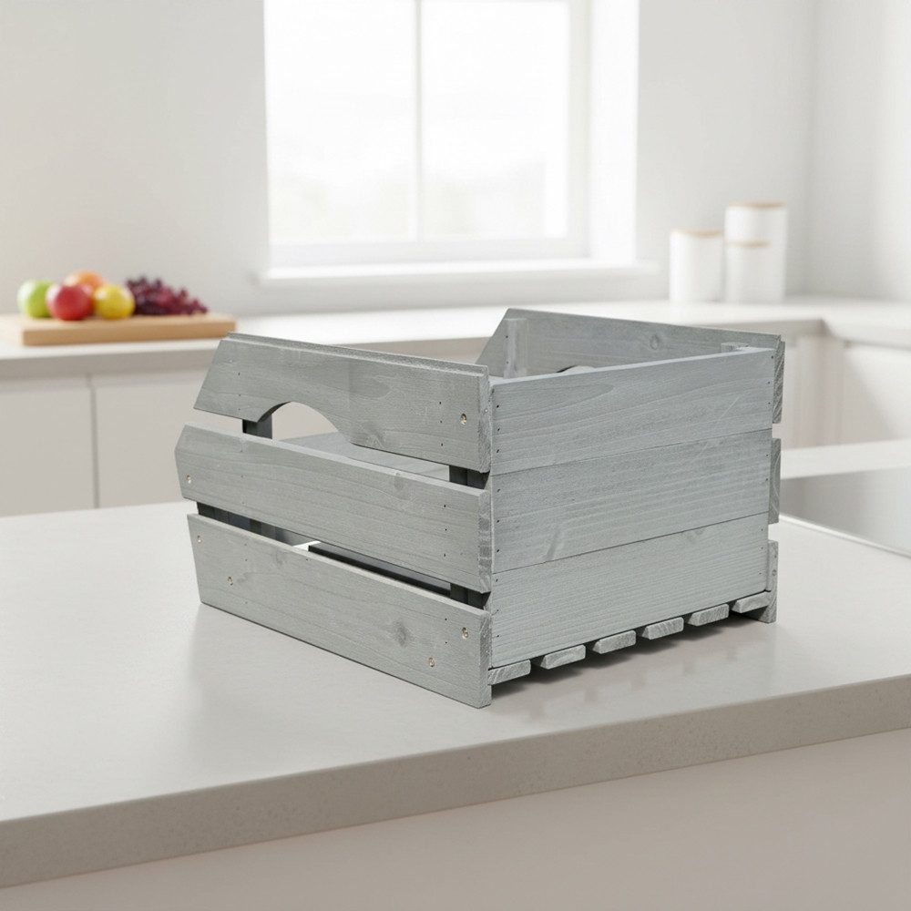 Melko Weinkiste Kartoffelkiste Obstkiste mit Griffen Aufbewahrungskiste (seitliche Grifföffnungen erleichtern das Tragen, mehrere Kisten lassen sich sicher), stapeln